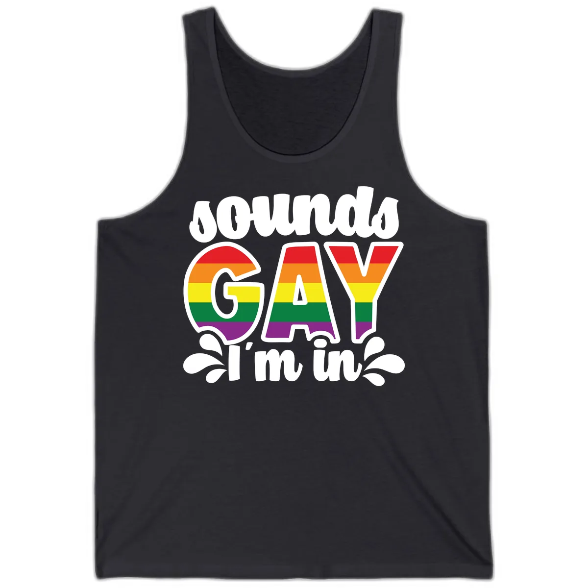 Proud Gay I'm In Rainbow Pride Tank in Dark Grey