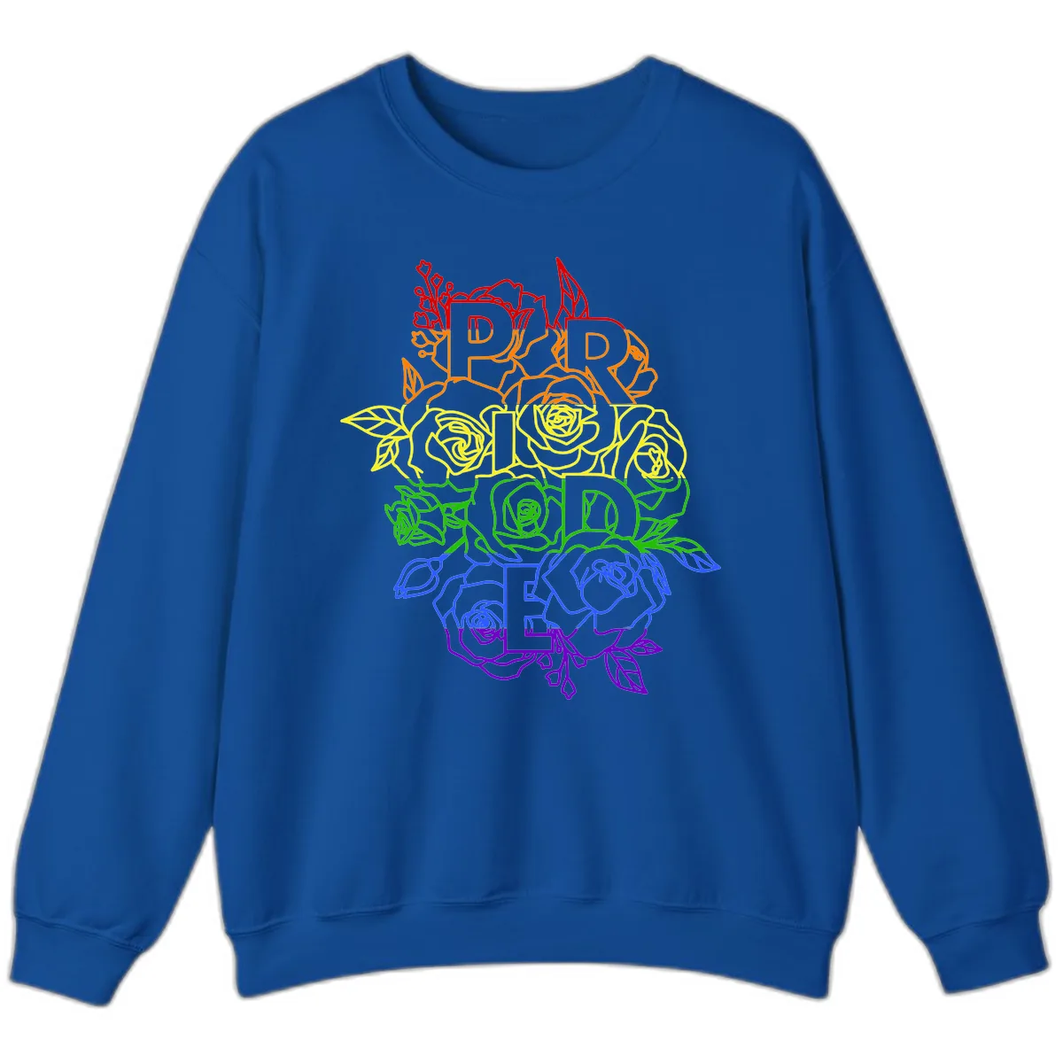 Pride Rainbow Floral Stacked Text Sweatshirt in Royal