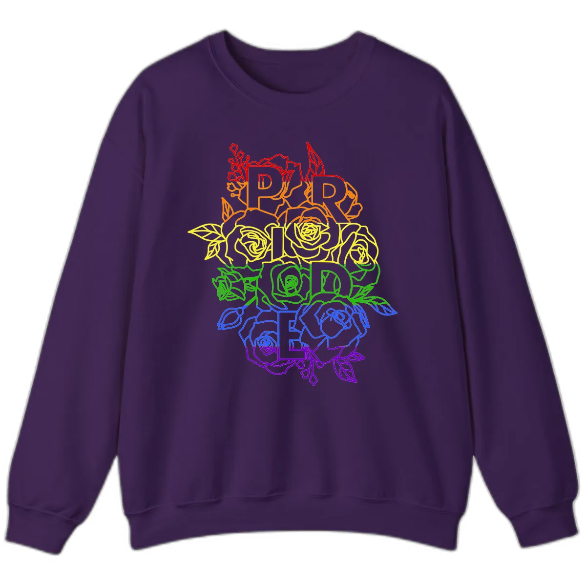 Pride Rainbow Floral Stacked Text Sweatshirt in Purple