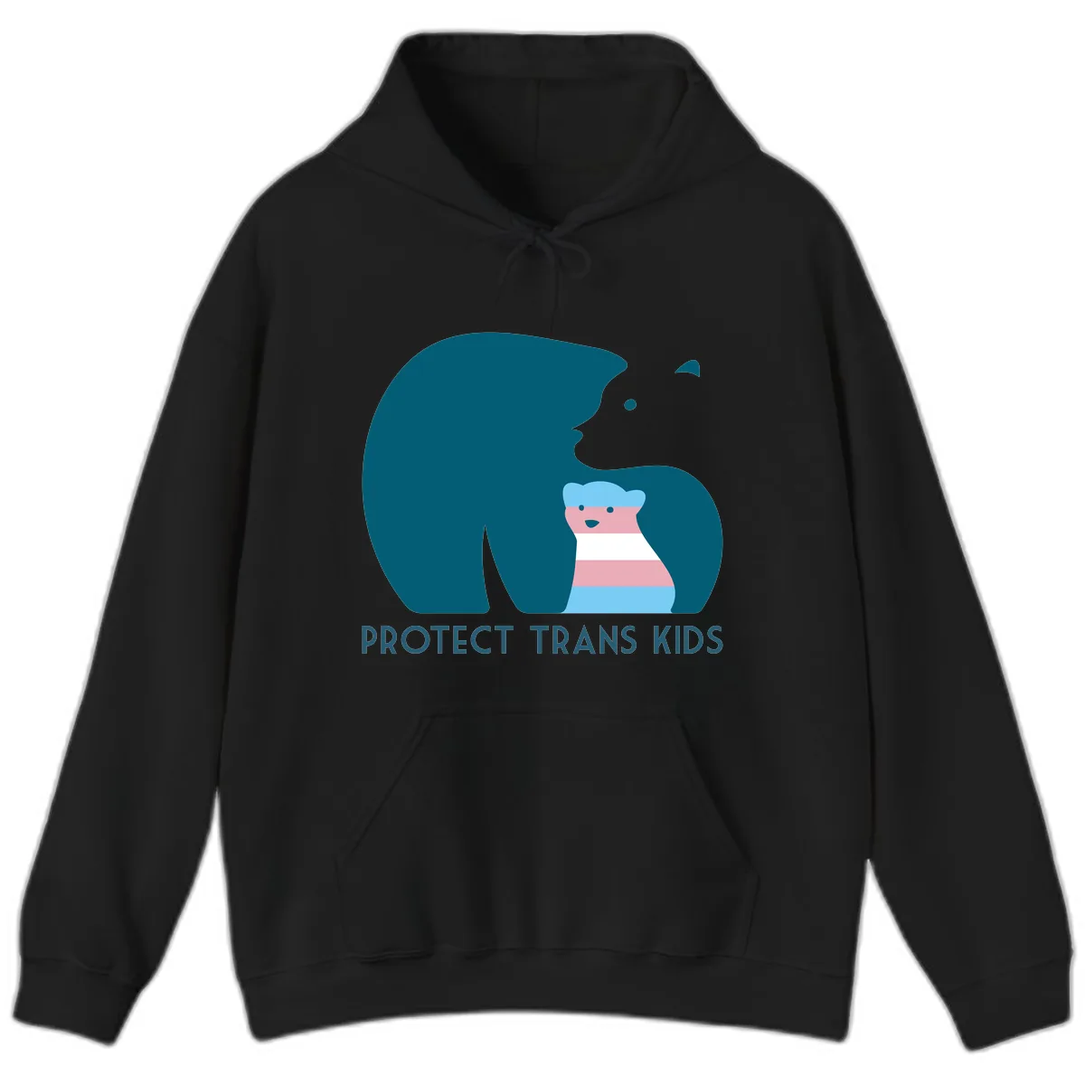 Protect Trans Kids Bear Hoodie in Black