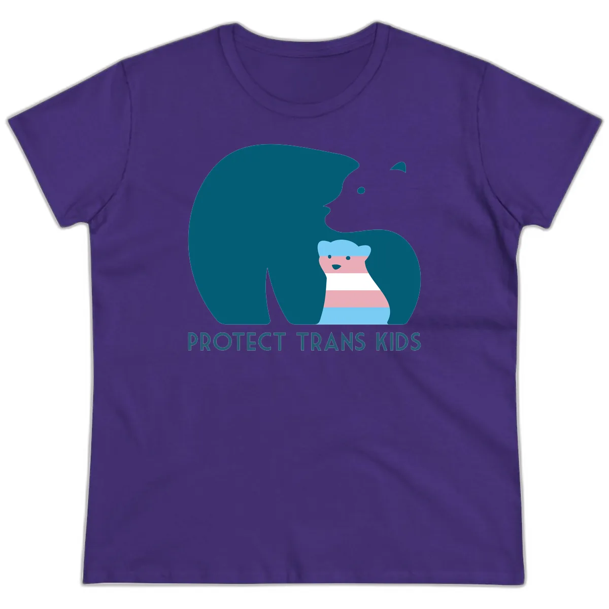 Protect Trans Kids Bear Ladies Tee in Purple