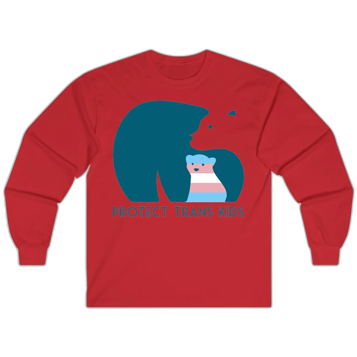 Protect Trans Kids Bear Long Sleeve in Red