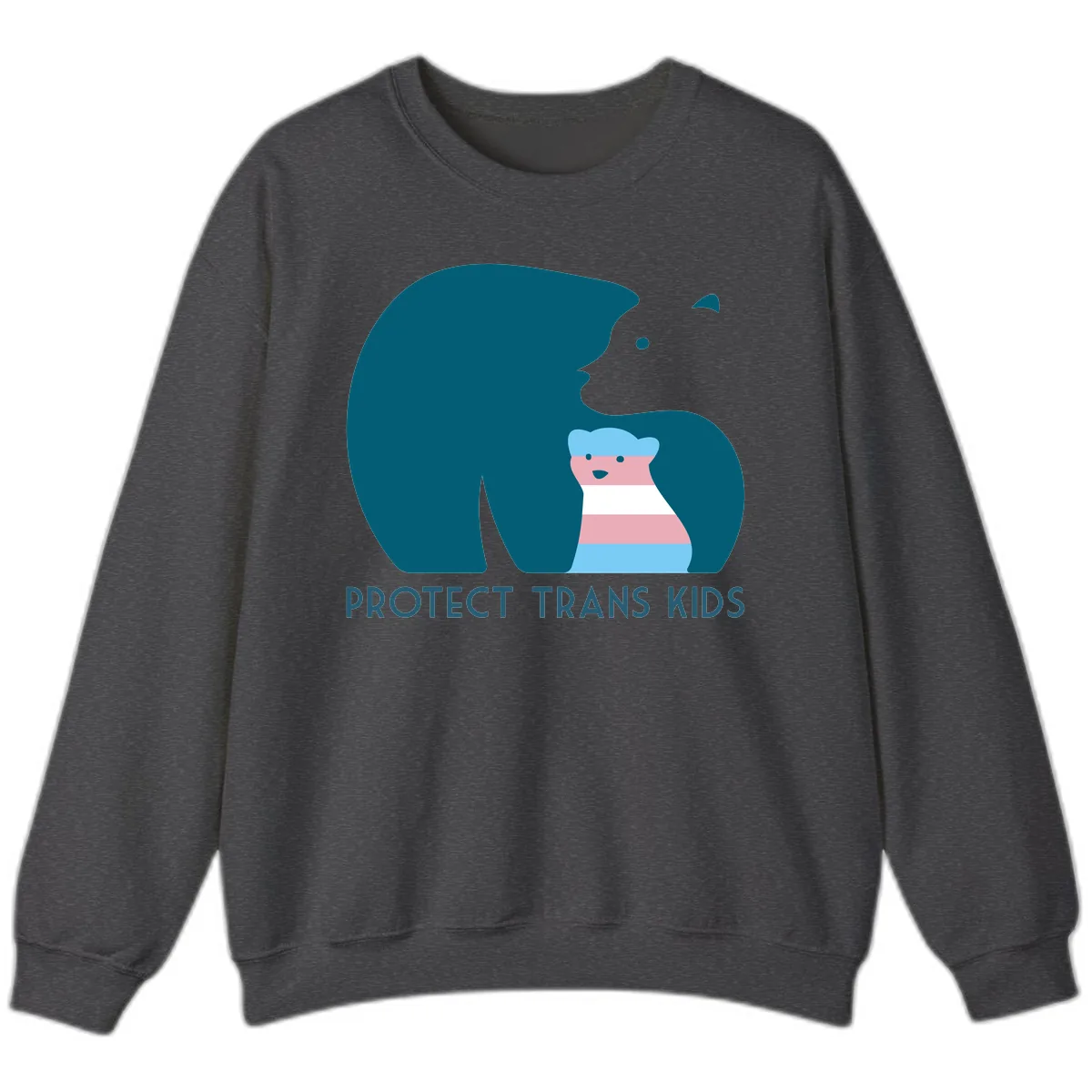Protect Trans Kids Bear Sweatshirt in Dark Heather