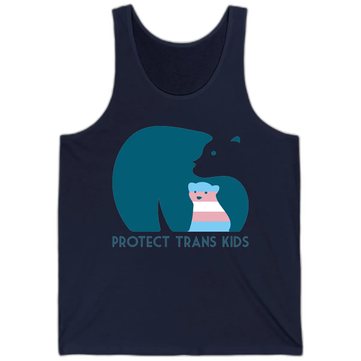 Protect Trans Kids Bear Tank in Navy