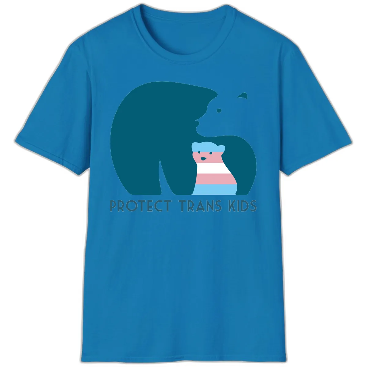 Protect Trans Kids Bear T-Shirt in Sapphire