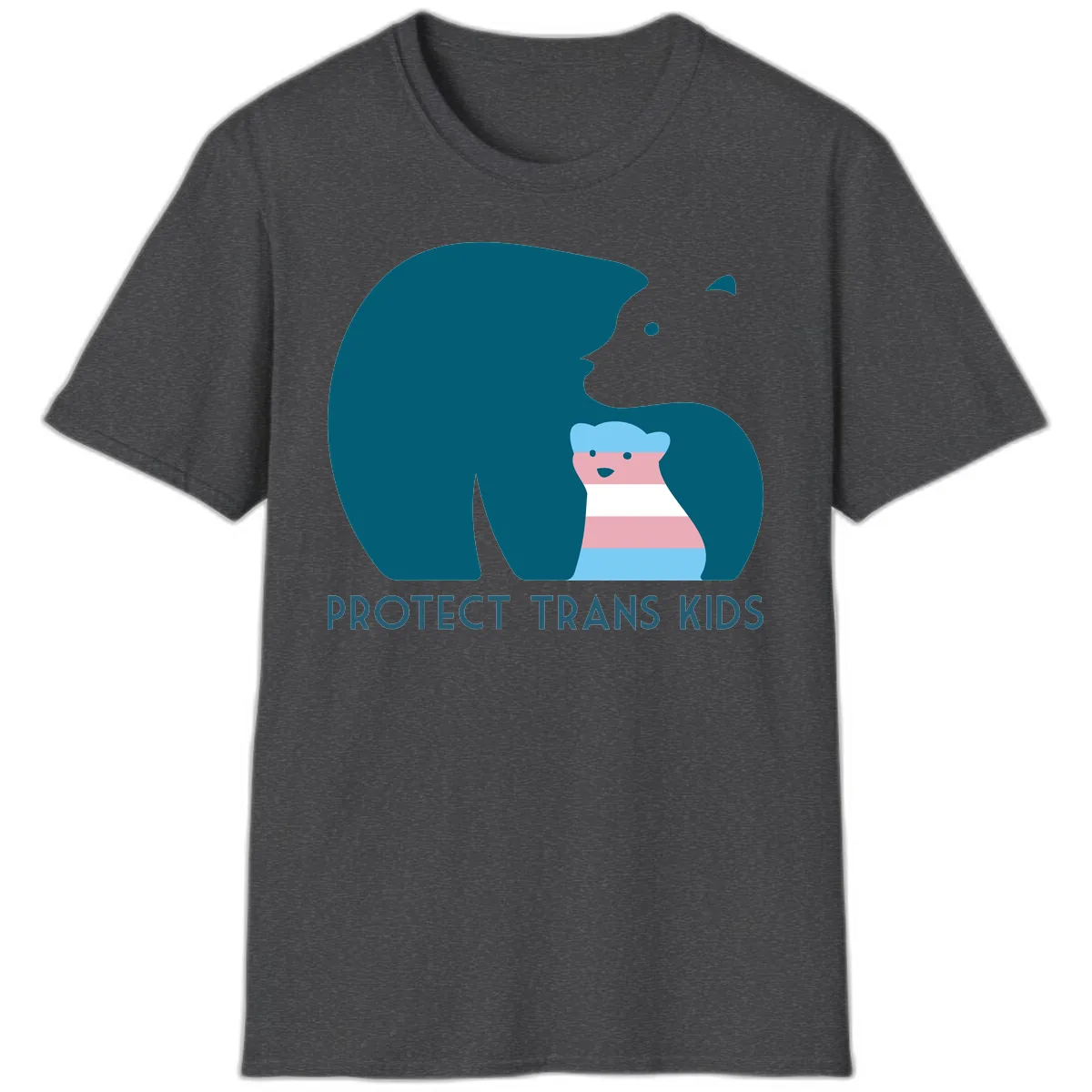 Protect Trans Kids Bear T-Shirt in Dark Heather