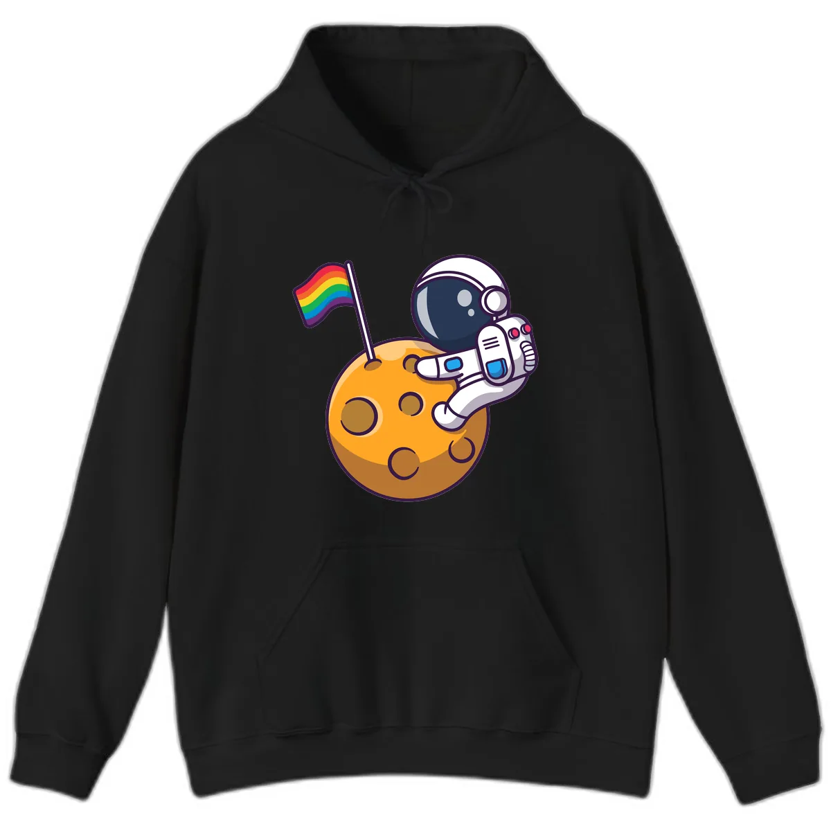 Astronaut Pride Moon Landing Hoodie in Black