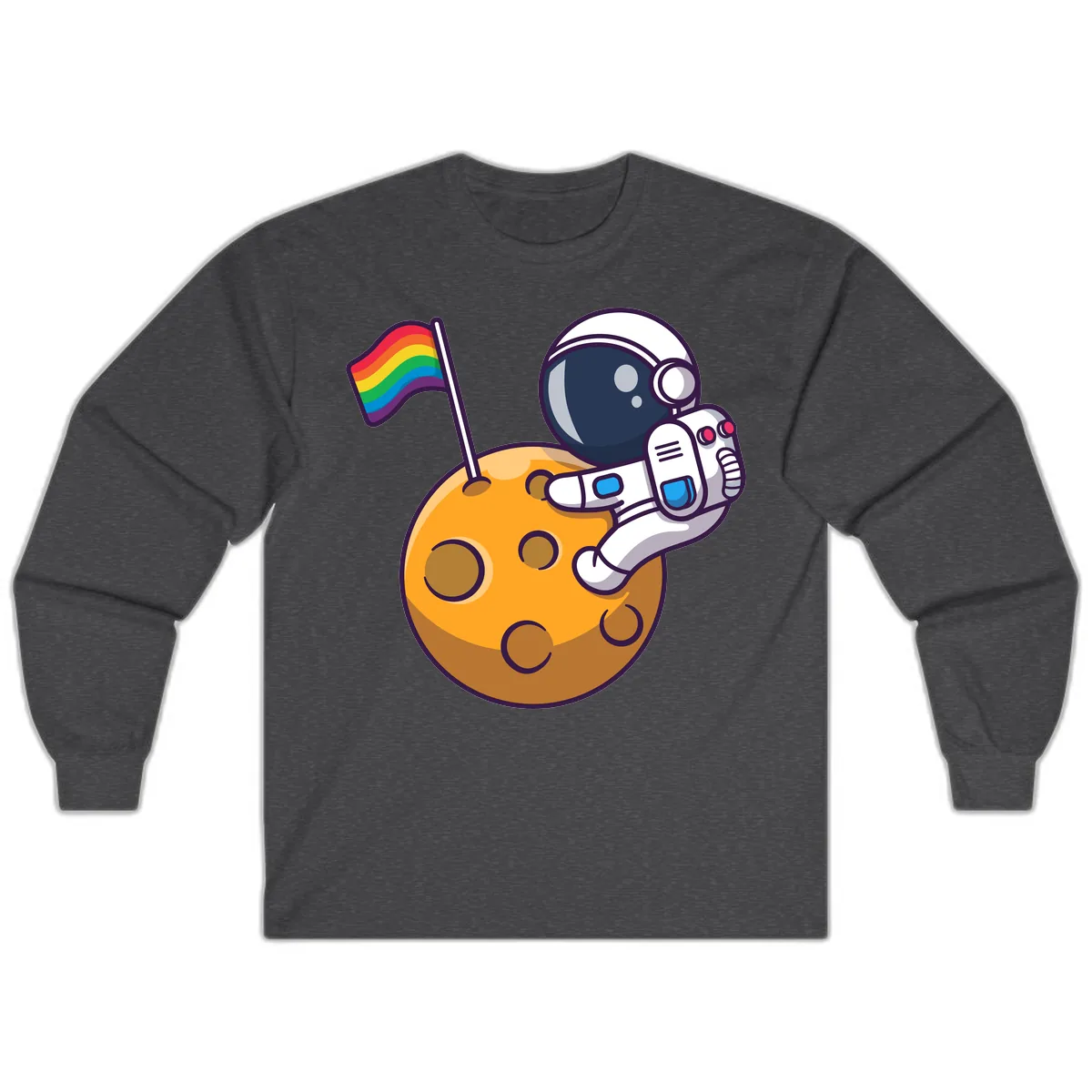 Astronaut Pride Moon Landing Long Sleeve in Dark Heather