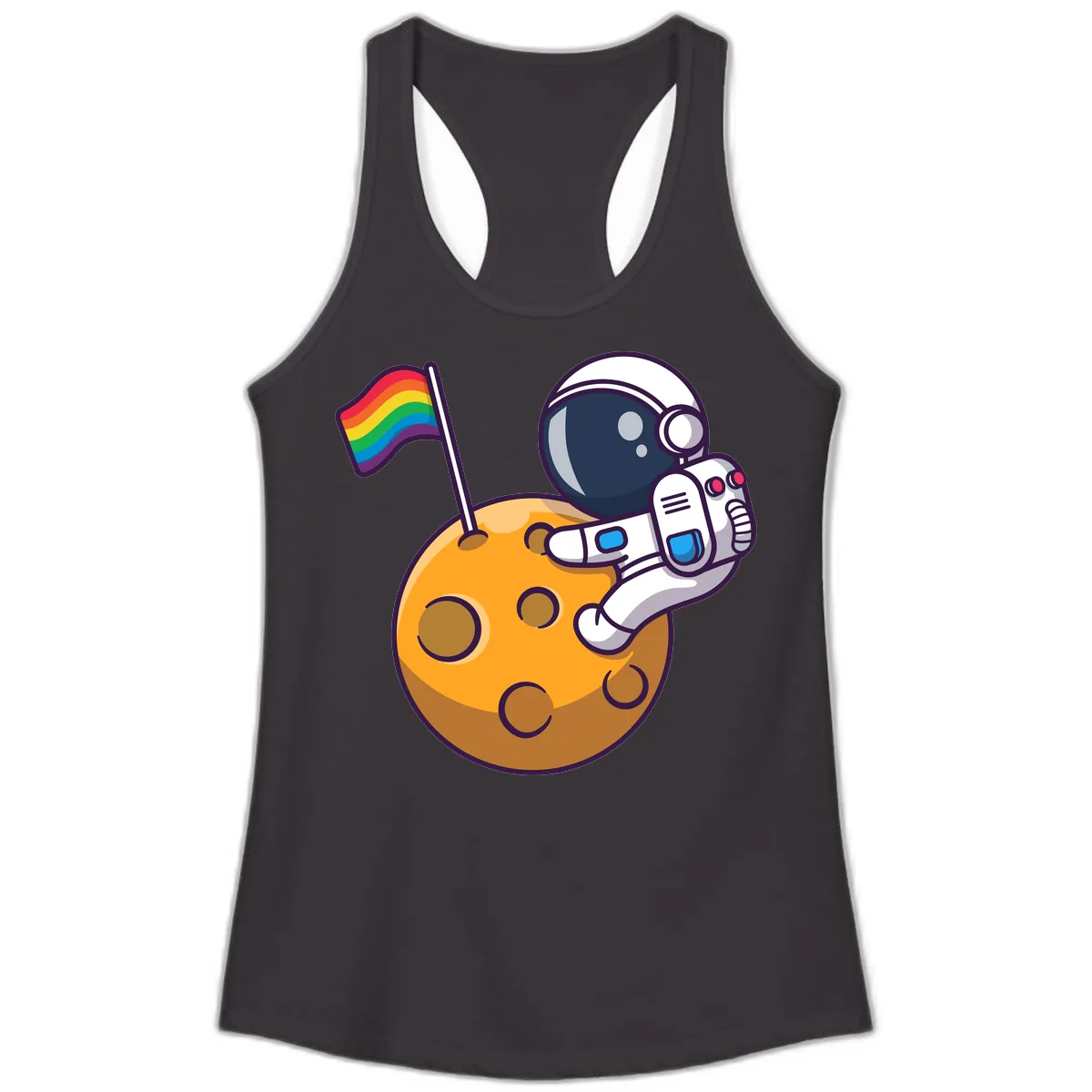 Astronaut Pride Moon Landing Ladies Tank in Black