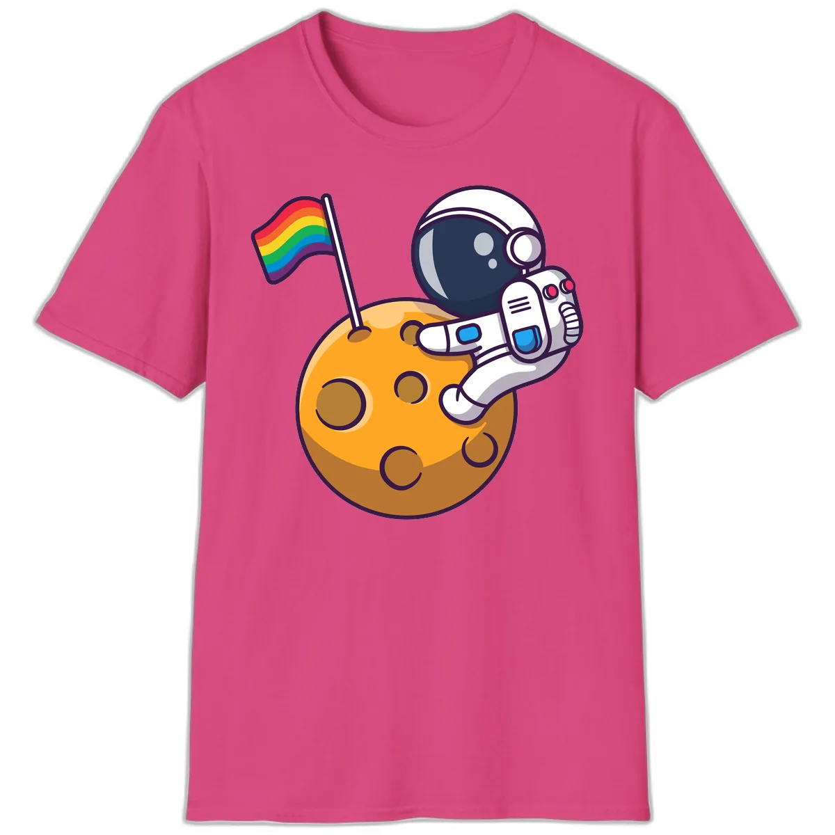 Astronaut Pride Moon Landing T-Shirt in Heliconia