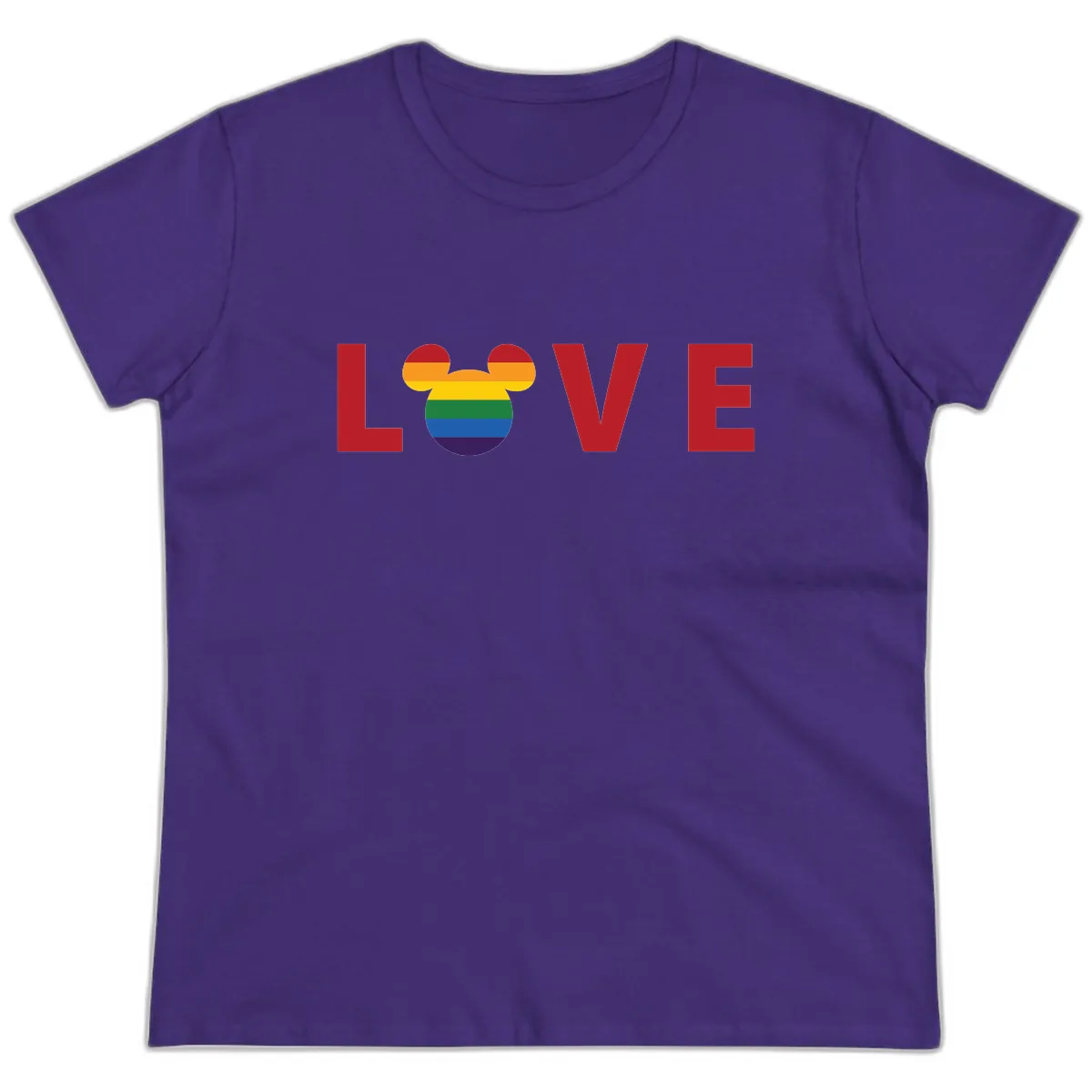 Love Pride Mouse Ears Ladies Tee in Purple