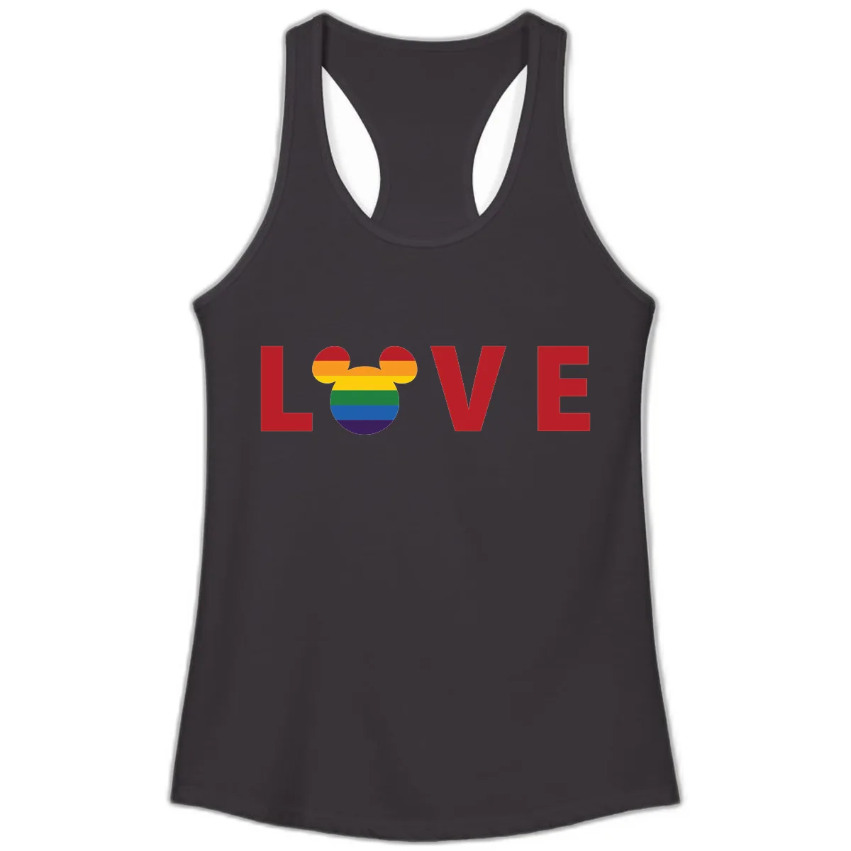 Love Pride Mouse Ears Ladies Tank in Black