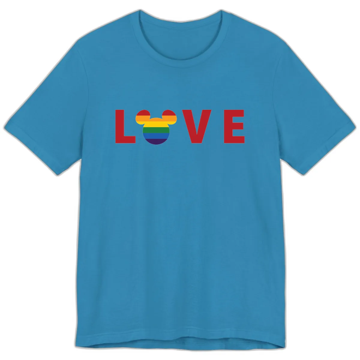 Love Pride Mouse Ears Premium T-Shirt in Aqua