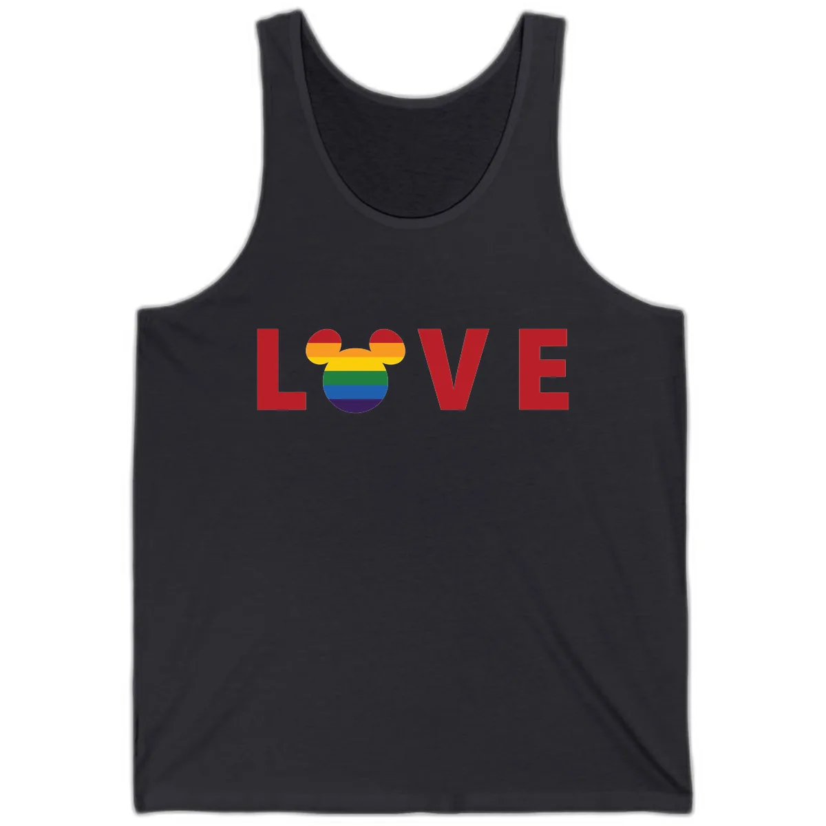 Love Pride Mouse Ears Tank in Dark Grey