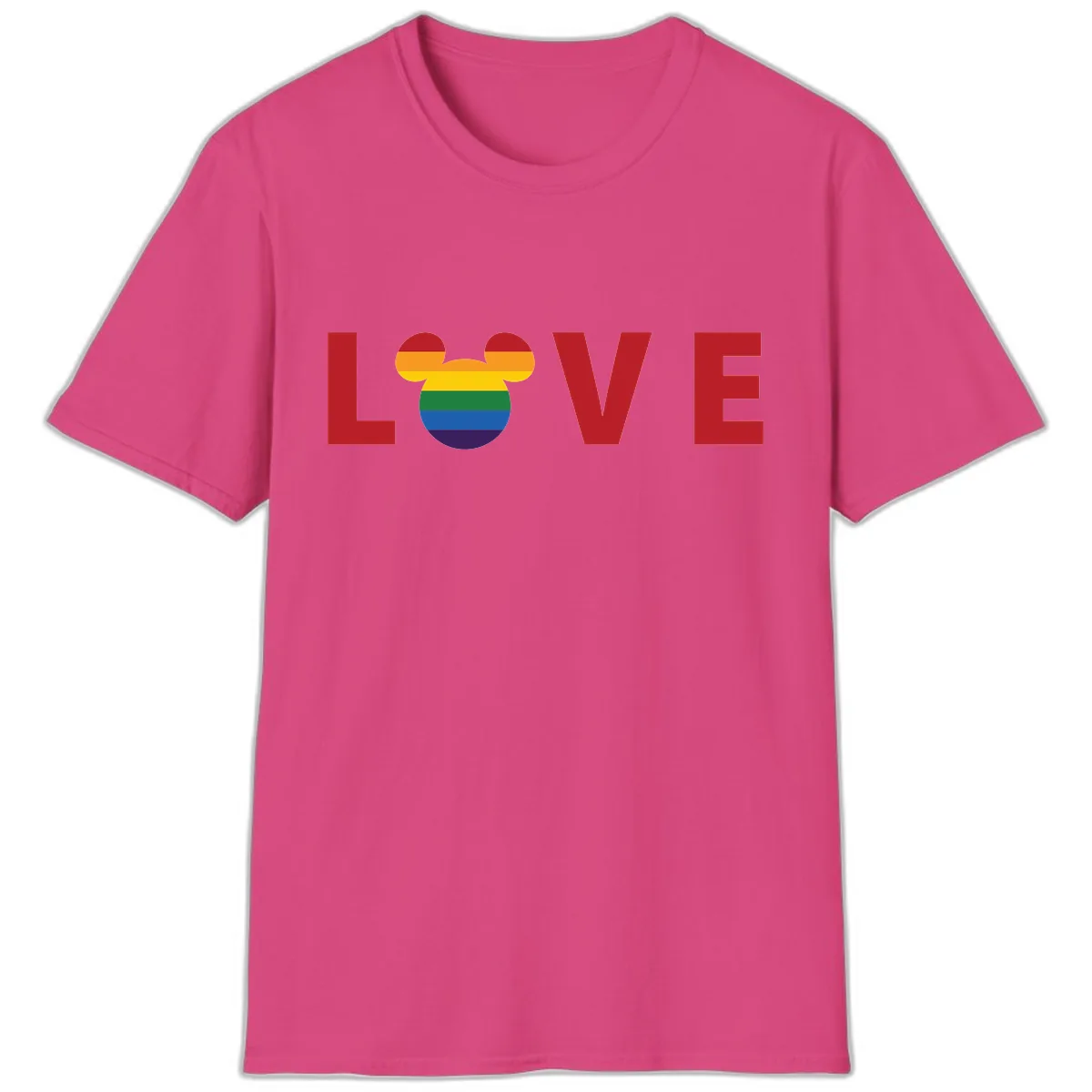Love Pride Mouse Ears T-Shirt in Heliconia