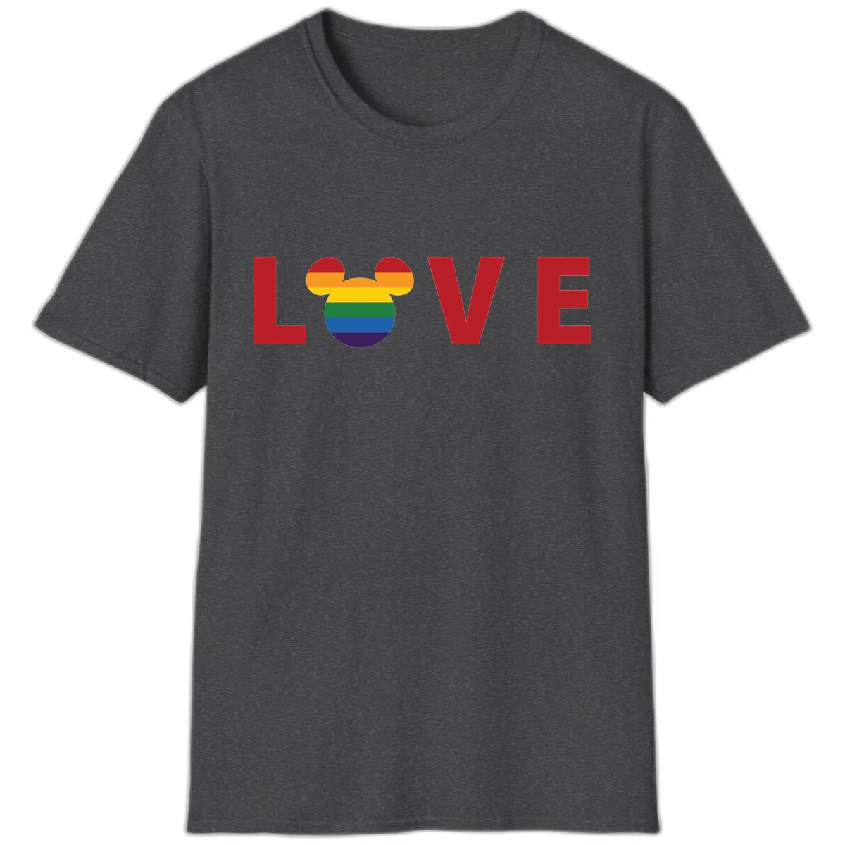 Love Pride Mouse Ears T-Shirt in Dark Heather