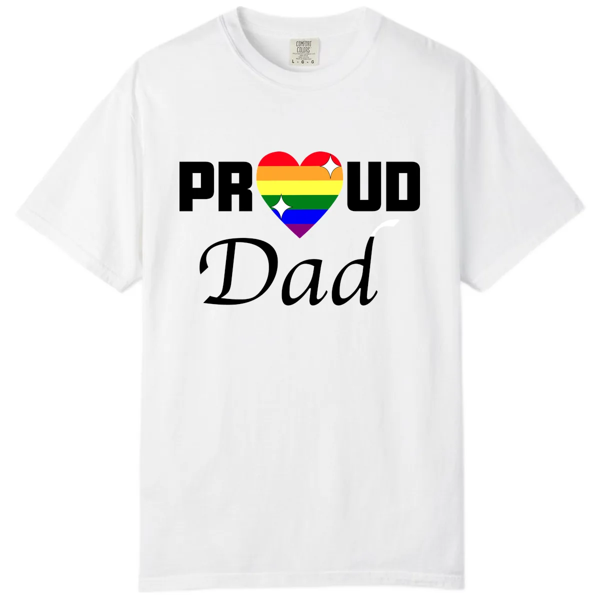 Proud Dad Rainbow Heart Comfort Color in White
