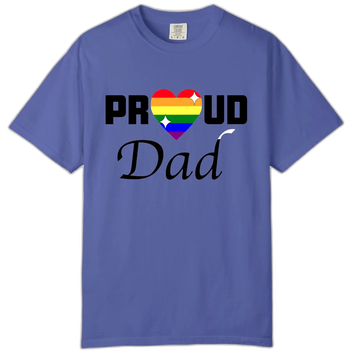 Proud Dad Rainbow Heart Comfort Color in Periwinkle