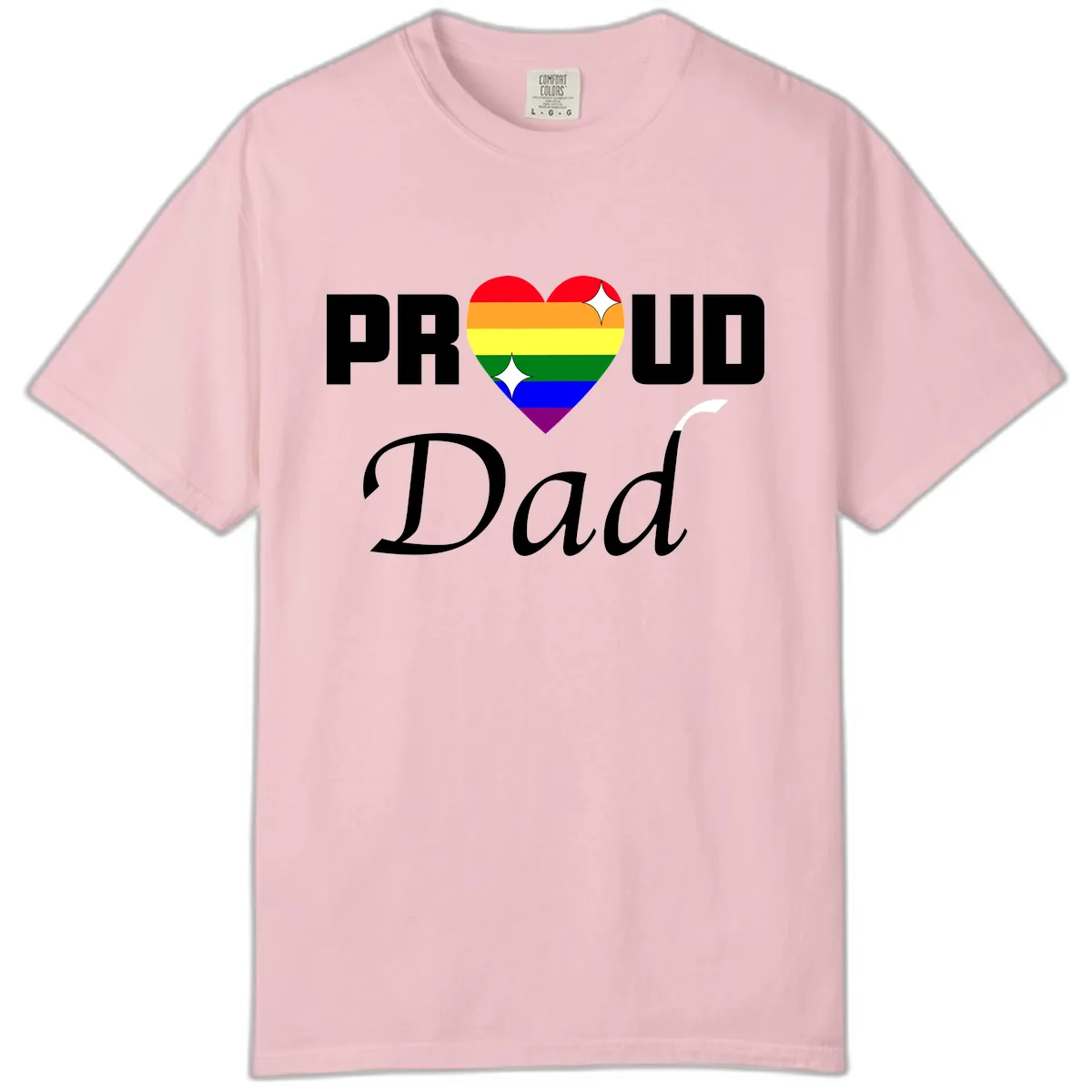 Proud Dad Rainbow Heart Comfort Color in Blossom