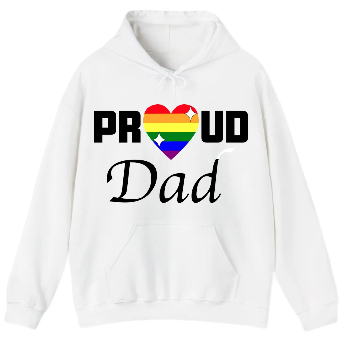 Proud Dad Rainbow Heart Hoodie in White