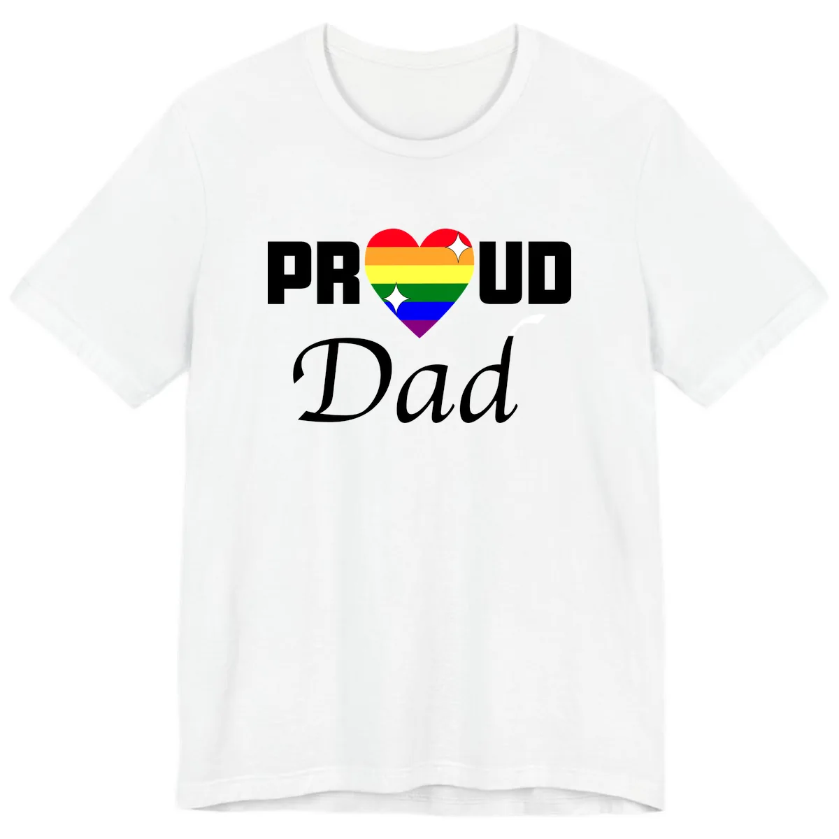 Proud Dad Rainbow Heart Premium T-Shirt in White