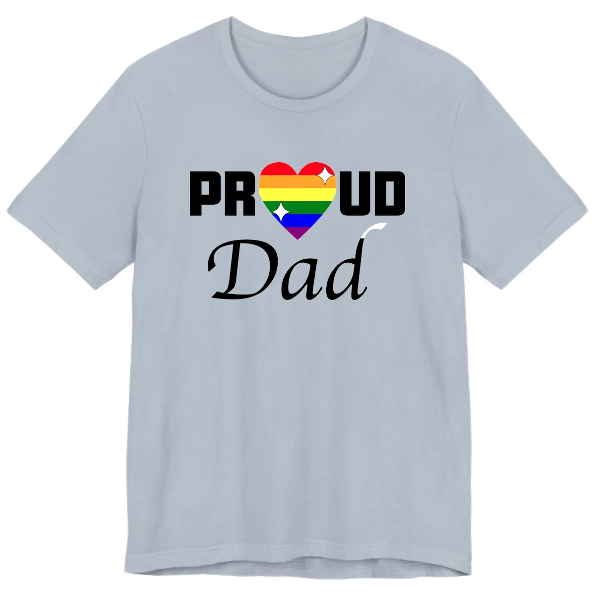 Proud Dad Rainbow Heart Premium T-Shirt in Light Blue