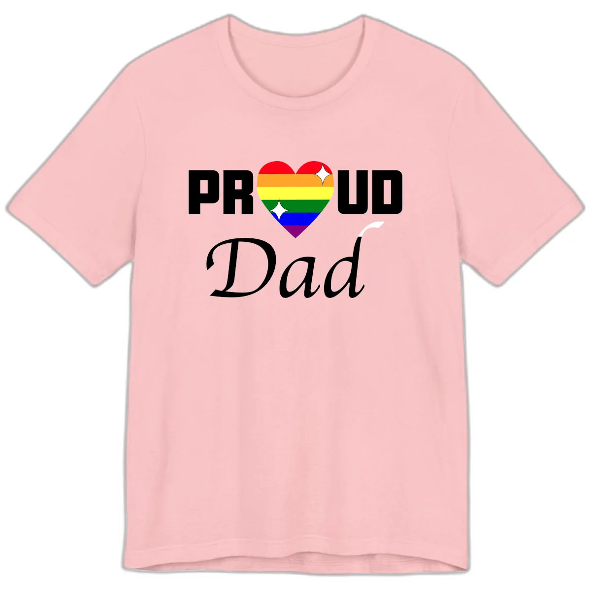 Proud Dad Rainbow Heart Premium T-Shirt in Pink
