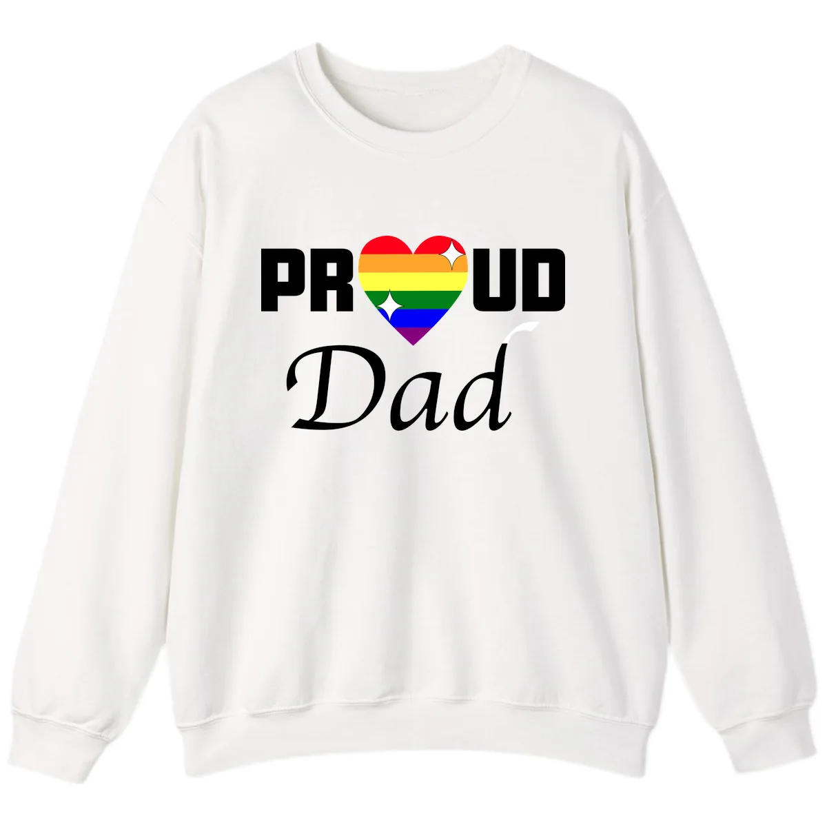 Proud Dad Rainbow Heart Sweatshirt in White