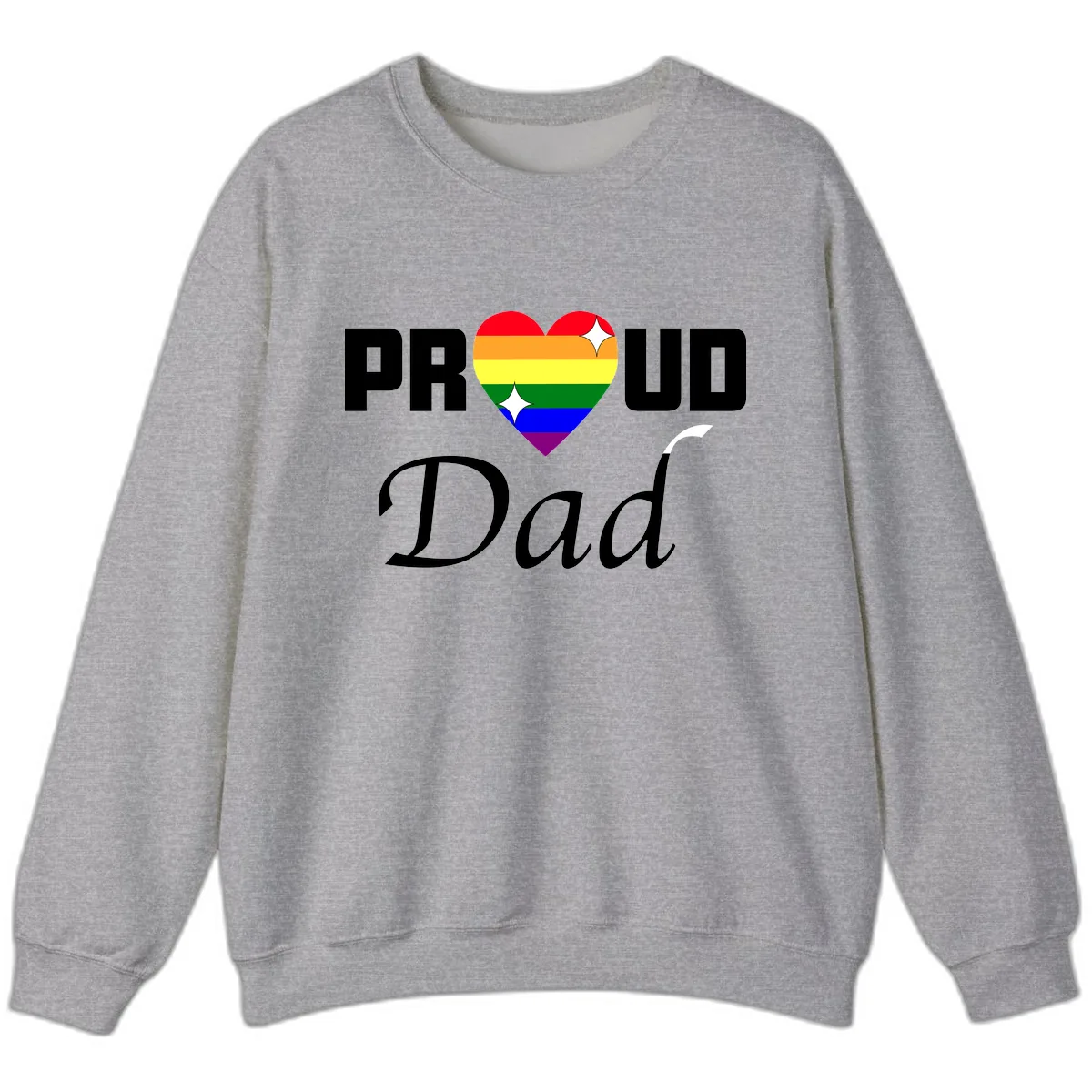 Proud Dad Rainbow Heart Sweatshirt in Sport Grey
