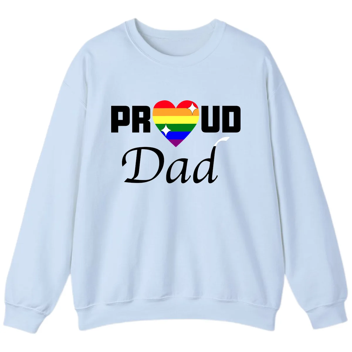 Proud Dad Rainbow Heart Sweatshirt in Light Blue