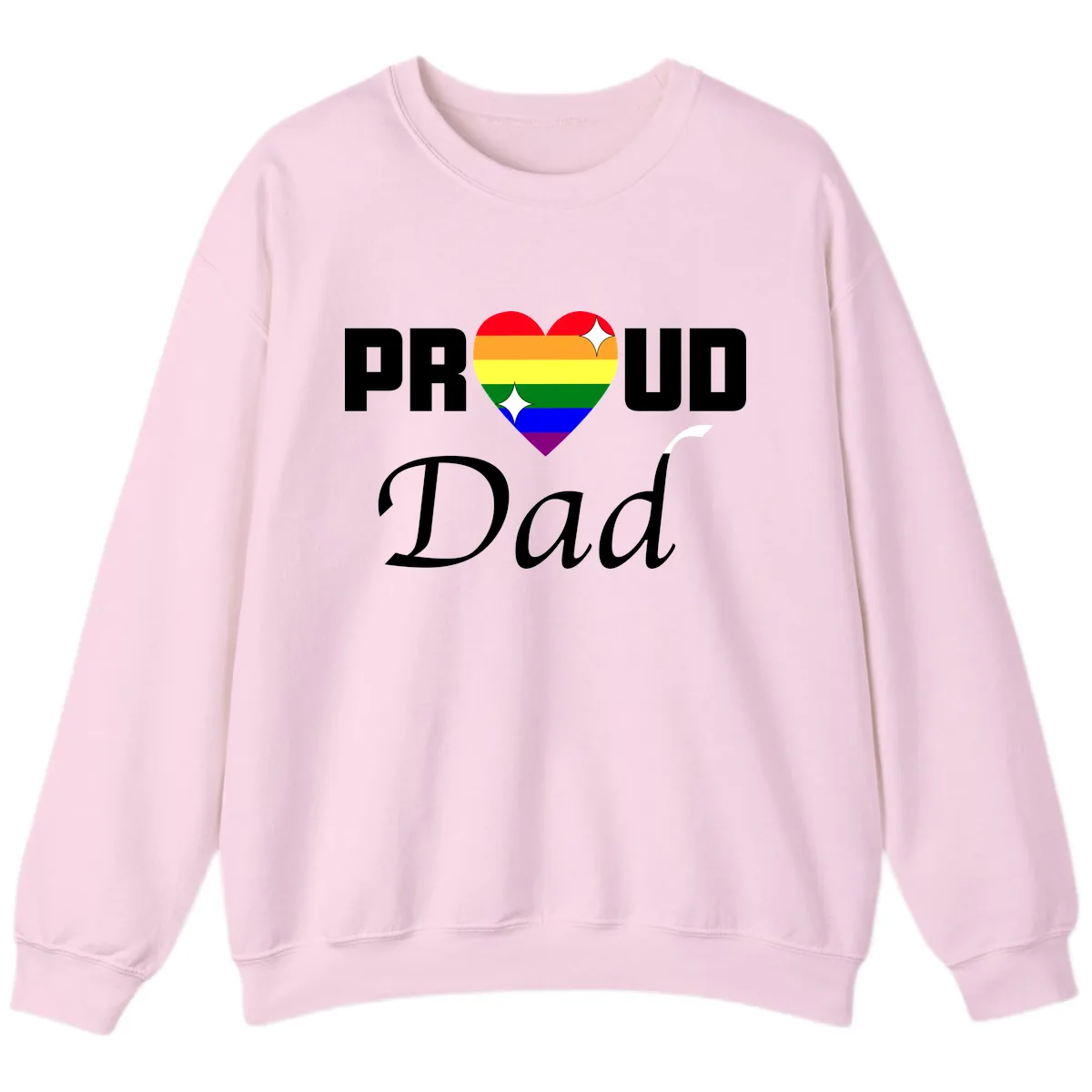 Proud Dad Rainbow Heart Sweatshirt in Light Pink