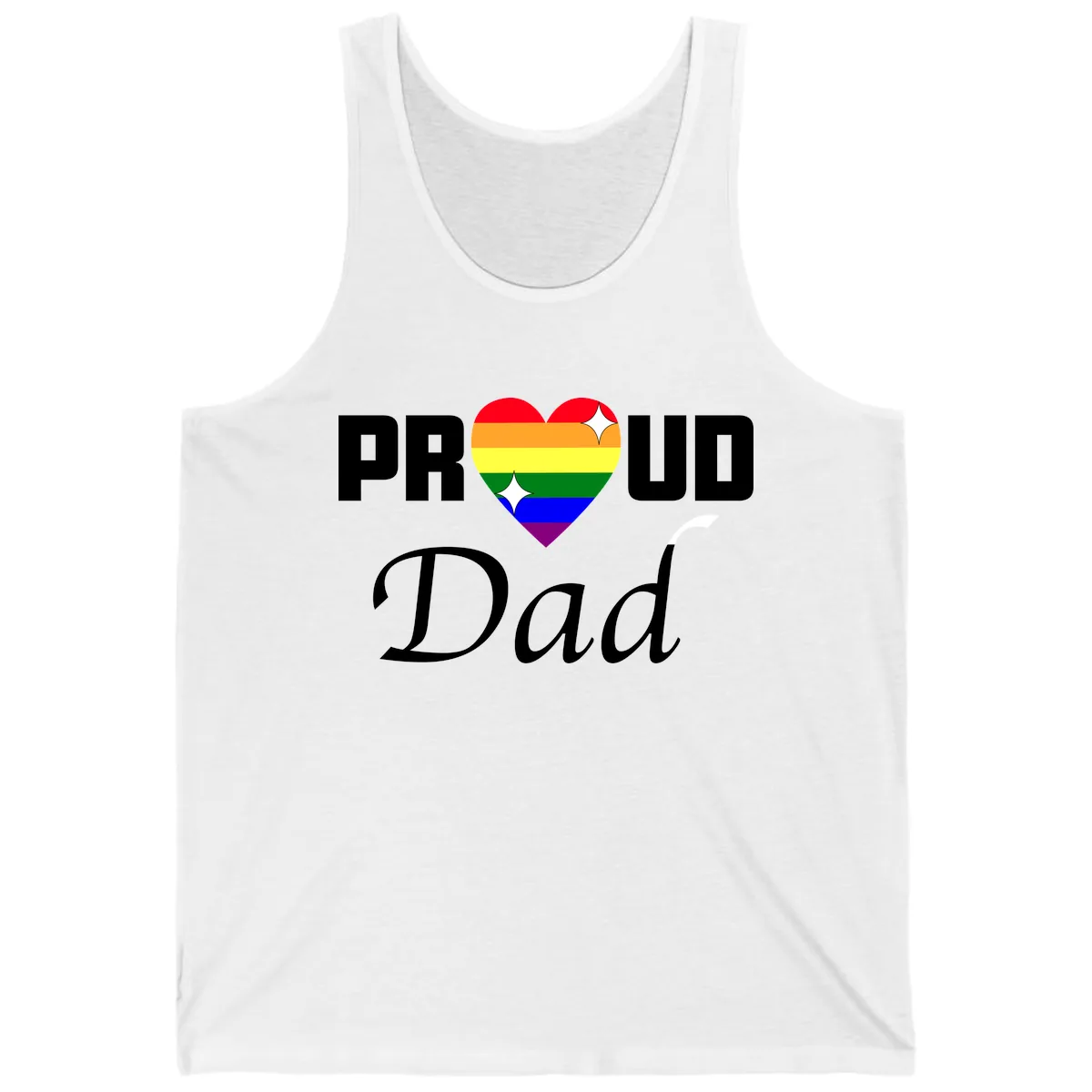 Proud Dad Rainbow Heart Tank in White