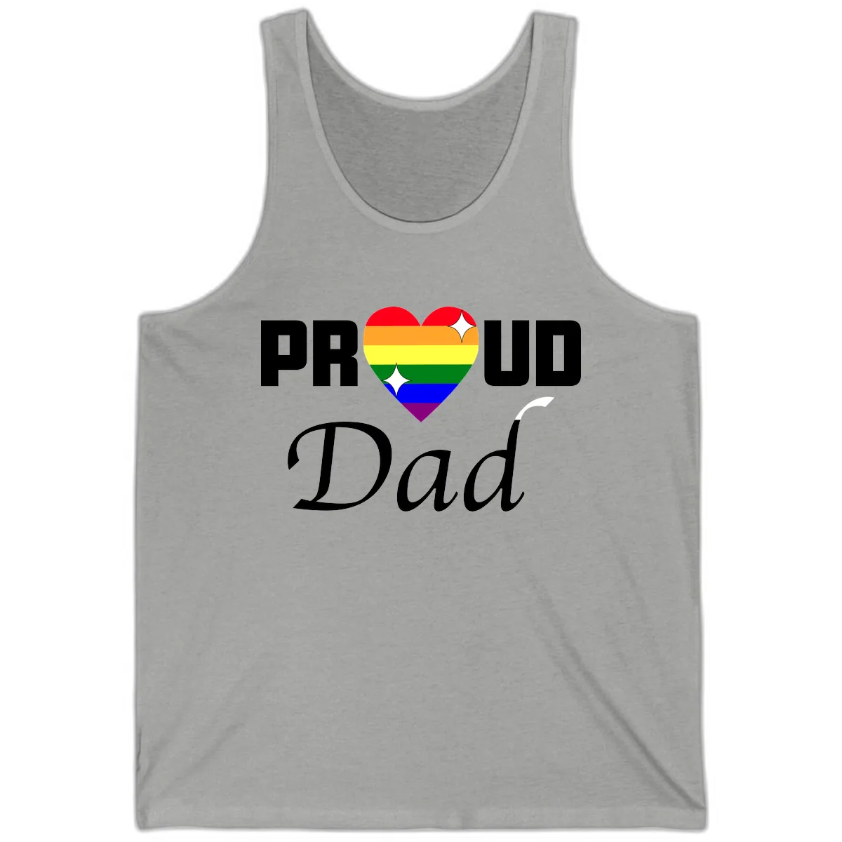 Proud Dad Rainbow Heart Tank in Athletic Heather