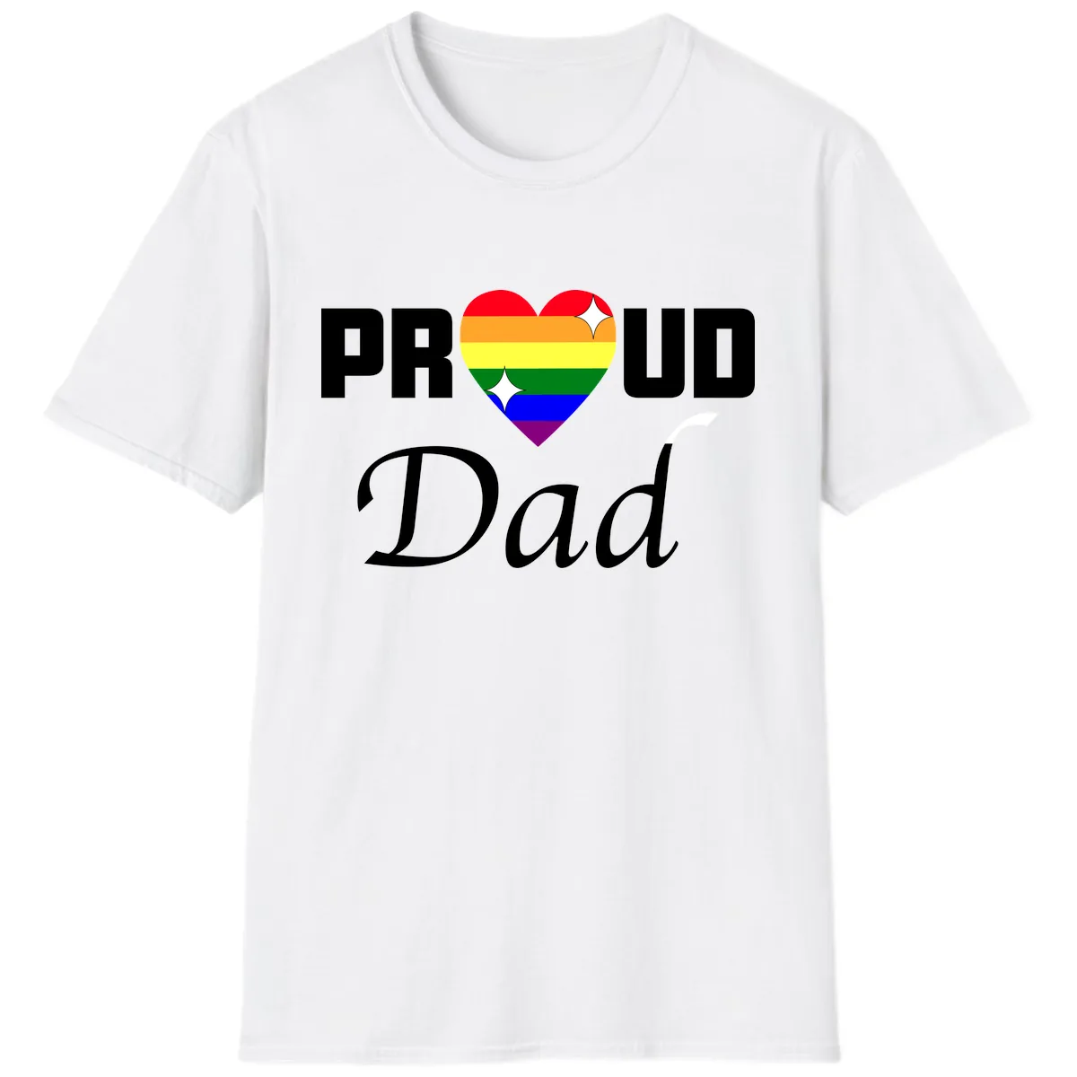 Proud Dad Rainbow Heart T-Shirt in White