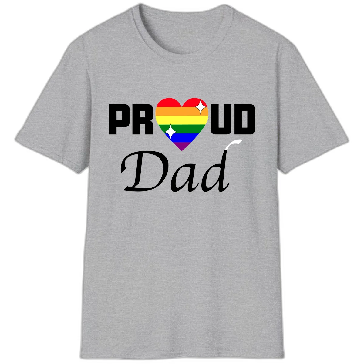 Proud Dad Rainbow Heart T-Shirt in Sport Grey