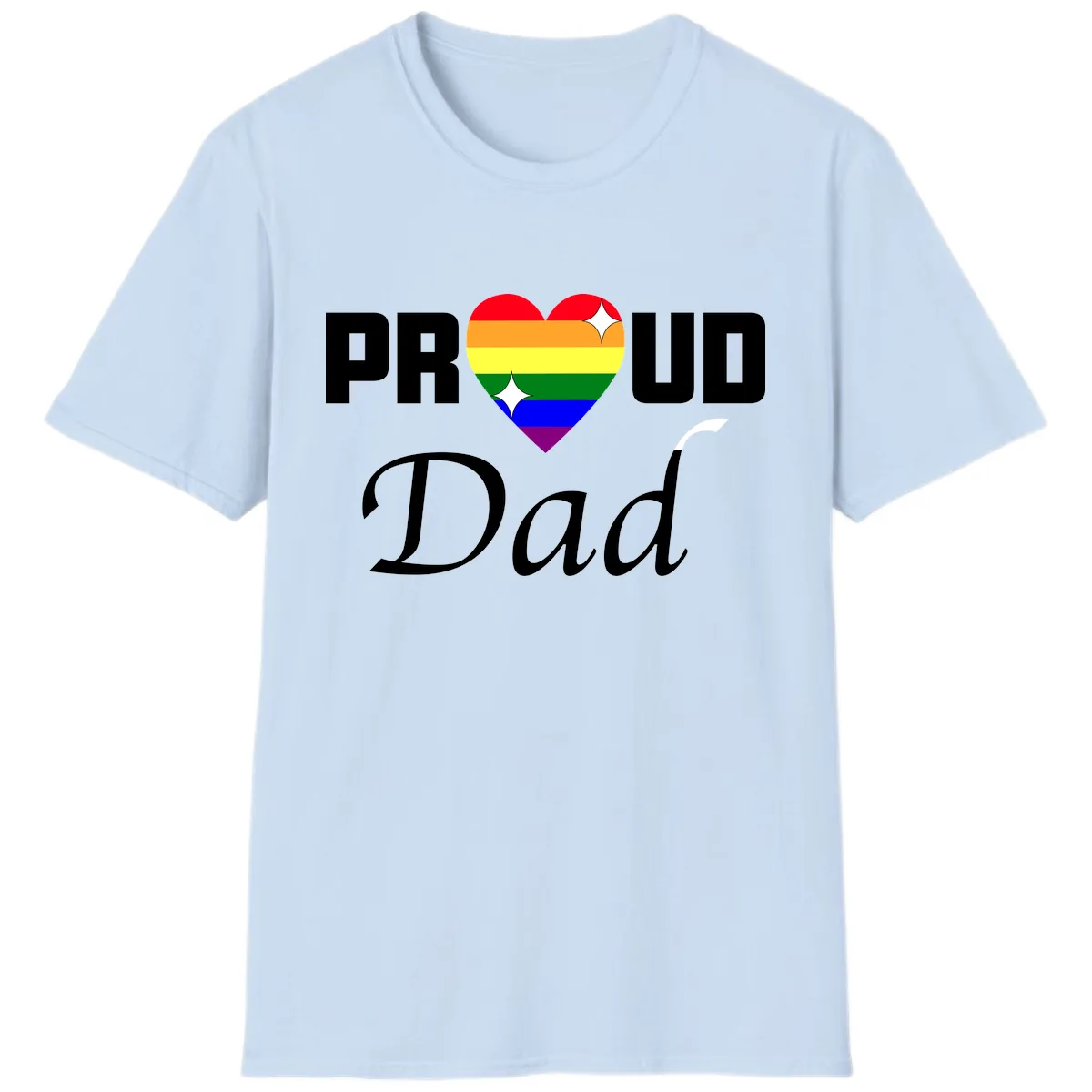 Proud Dad Rainbow Heart T-Shirt in Light Blue