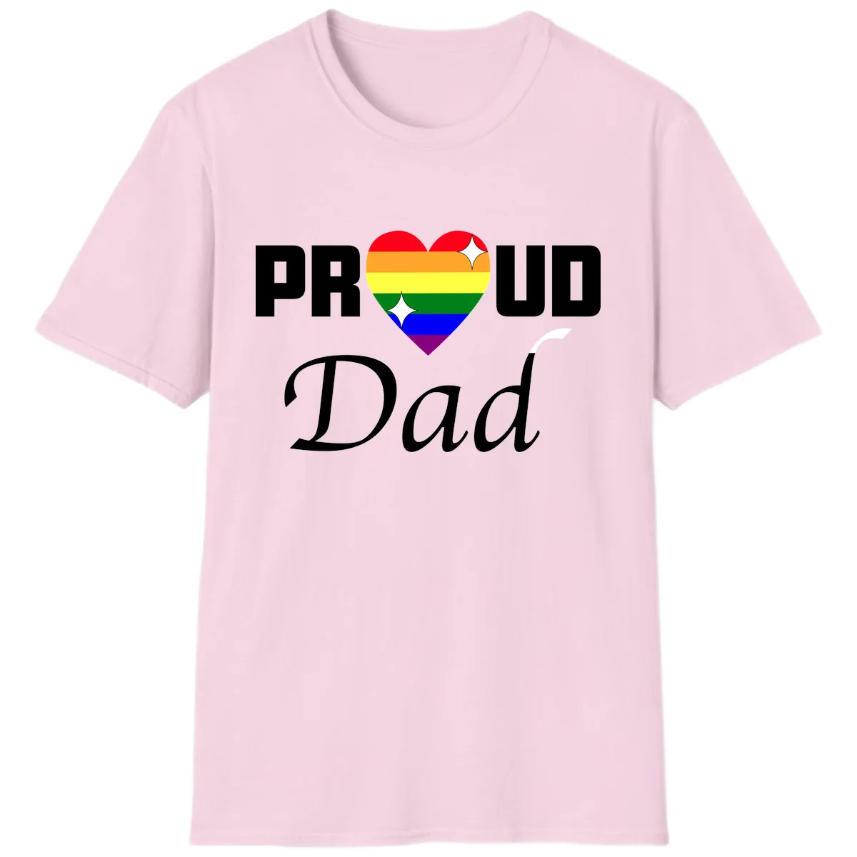 Proud Dad Rainbow Heart T-Shirt in Light Pink