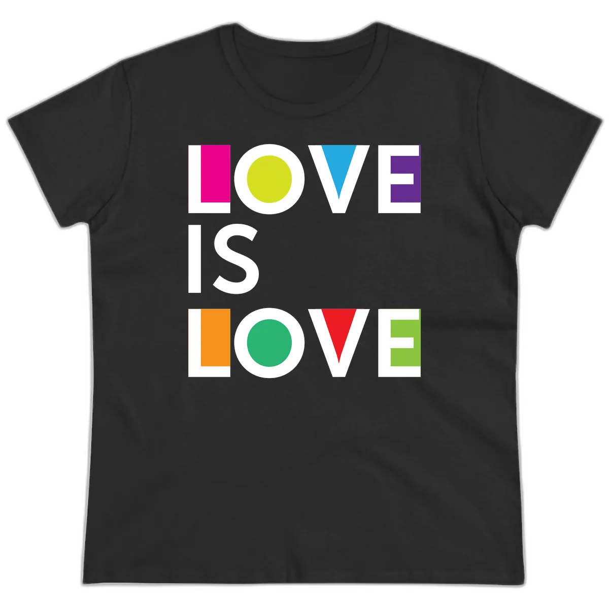Love Is Love Pride Design Ladies Tee in Black