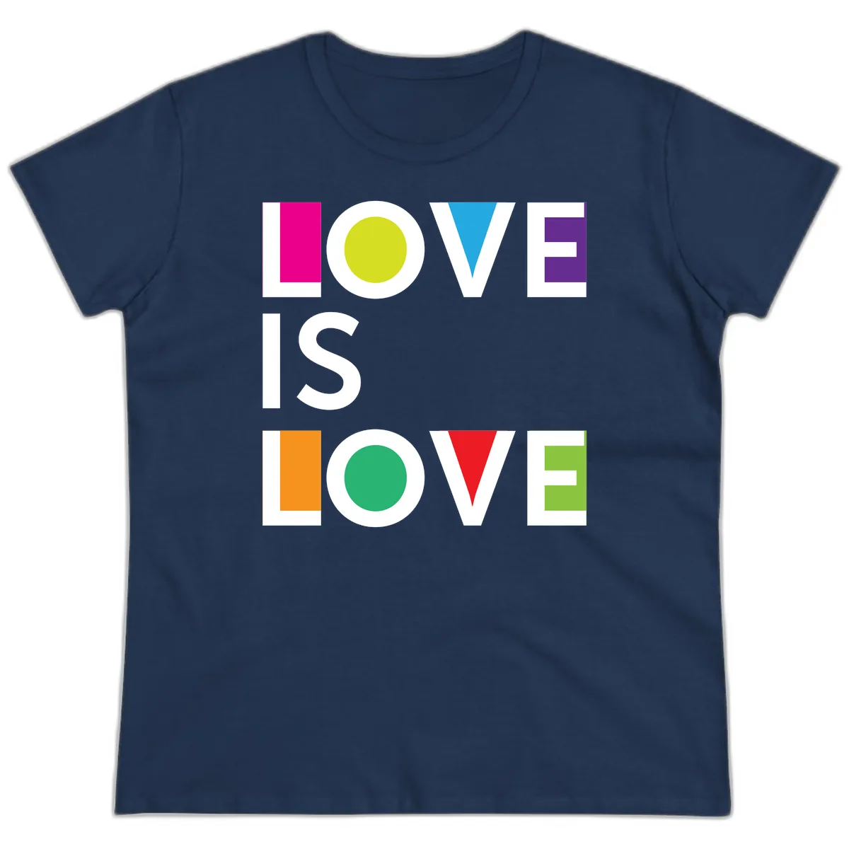 Love Is Love Pride Design Ladies Tee in Navy