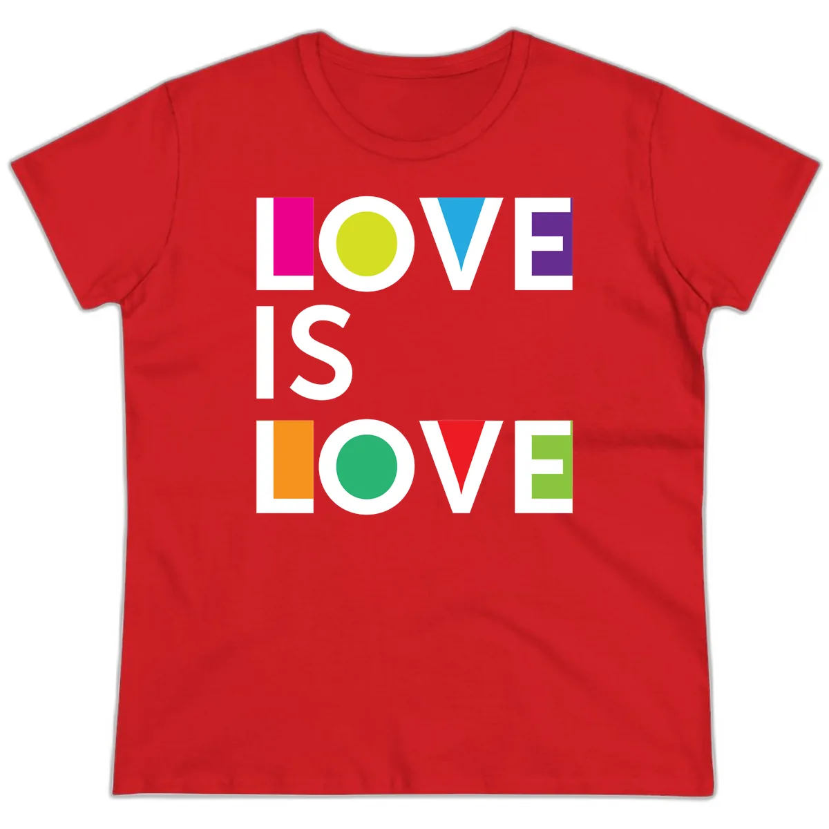 Love Is Love Pride Design Ladies Tee in Red