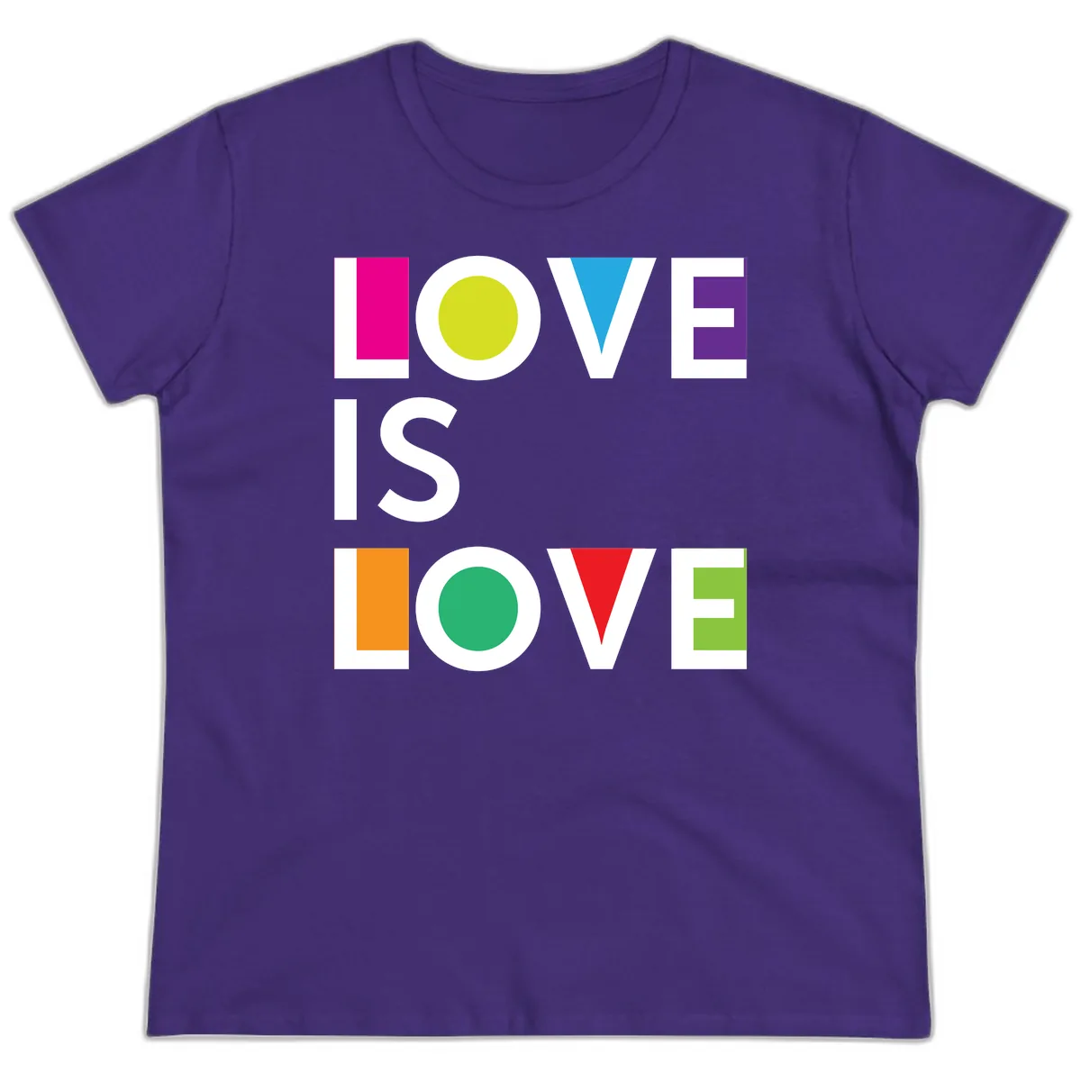 Love Is Love Pride Design Ladies Tee in Purple
