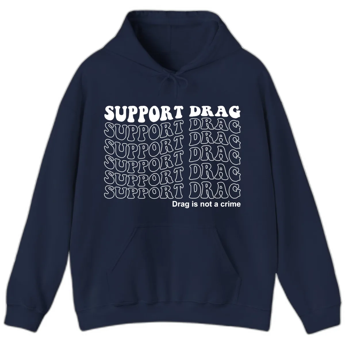 Support Drag Pride Statement Tee Hoodie in Navy