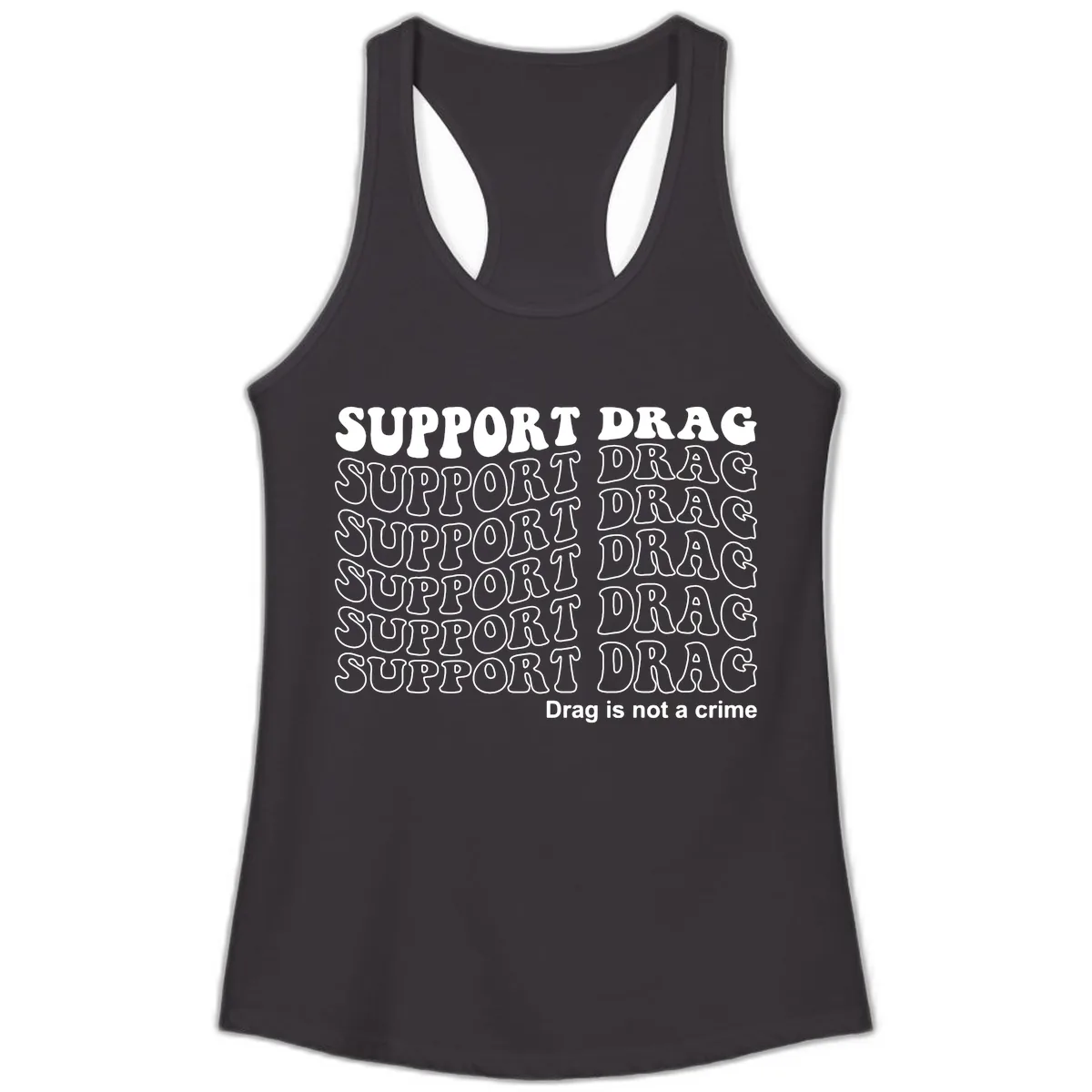 Support Drag Pride Statement Tee Ladies Tank in Black