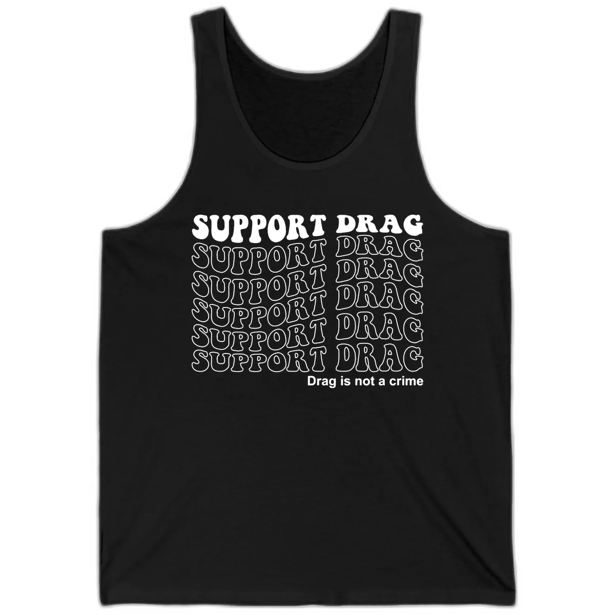 Support Drag Pride Statement Tee Tank in Black