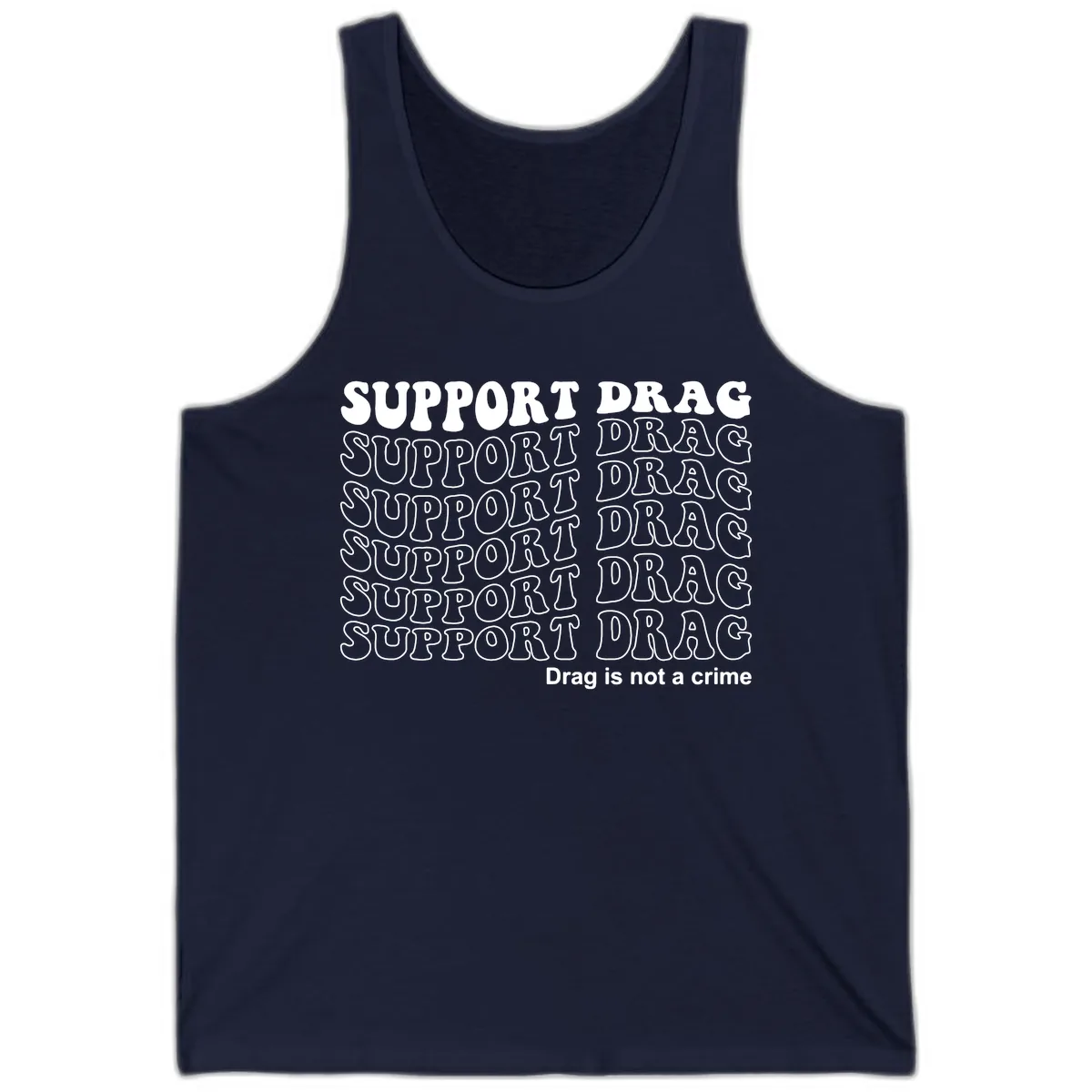 Support Drag Pride Statement Tee Tank in Navy