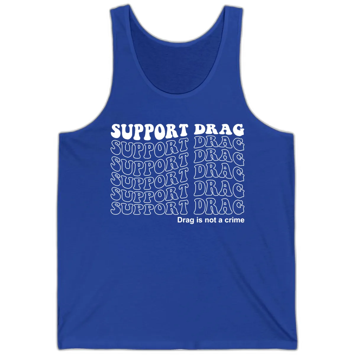 Support Drag Pride Statement Tee Tank in True Royal