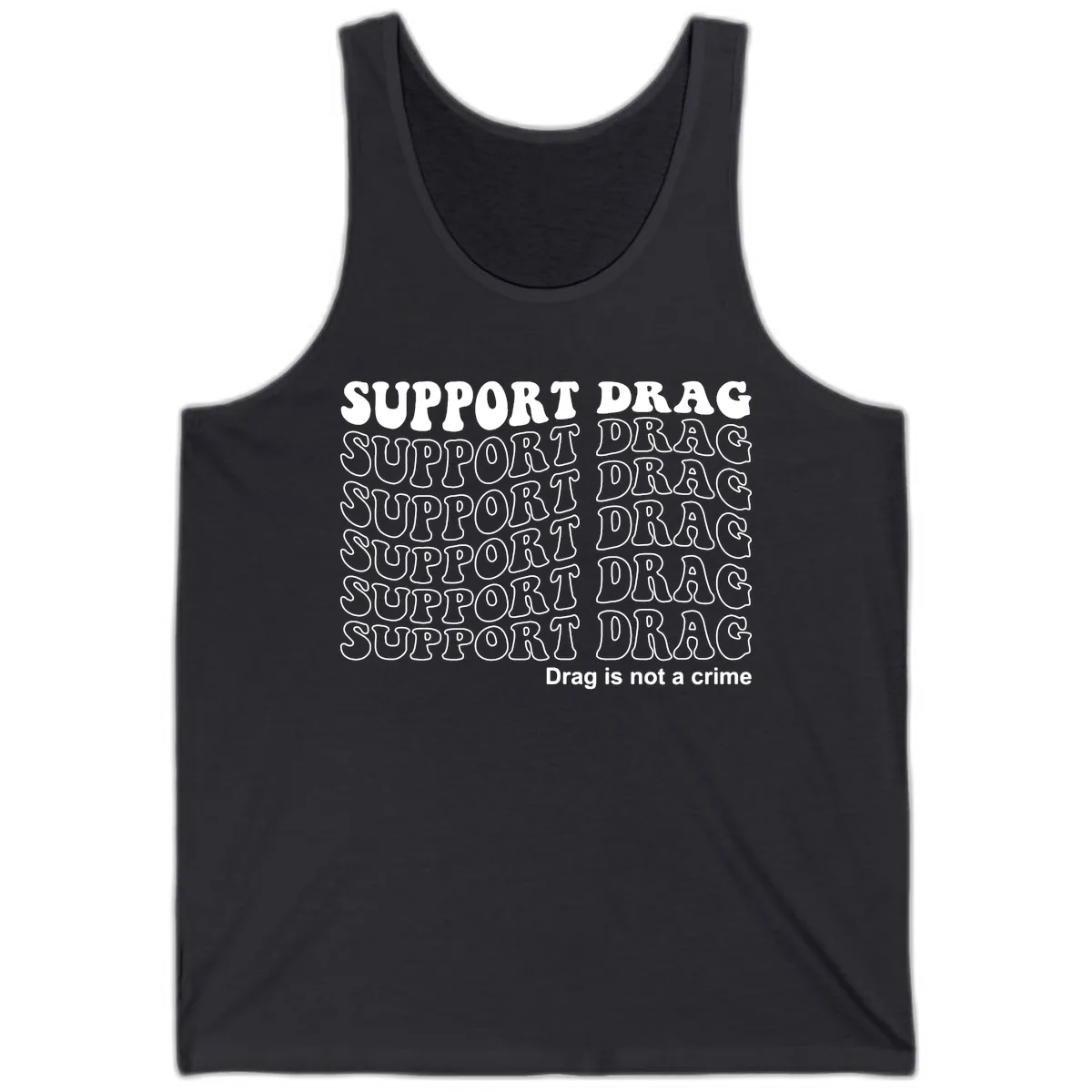 Support Drag Pride Statement Tee Tank in Dark Grey