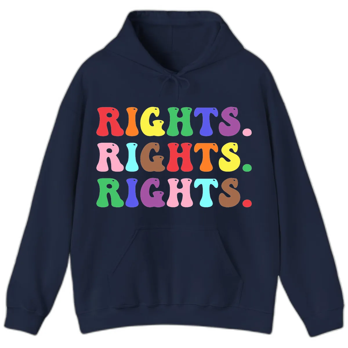 Rights Rainbow Pride Letters Hoodie in Navy