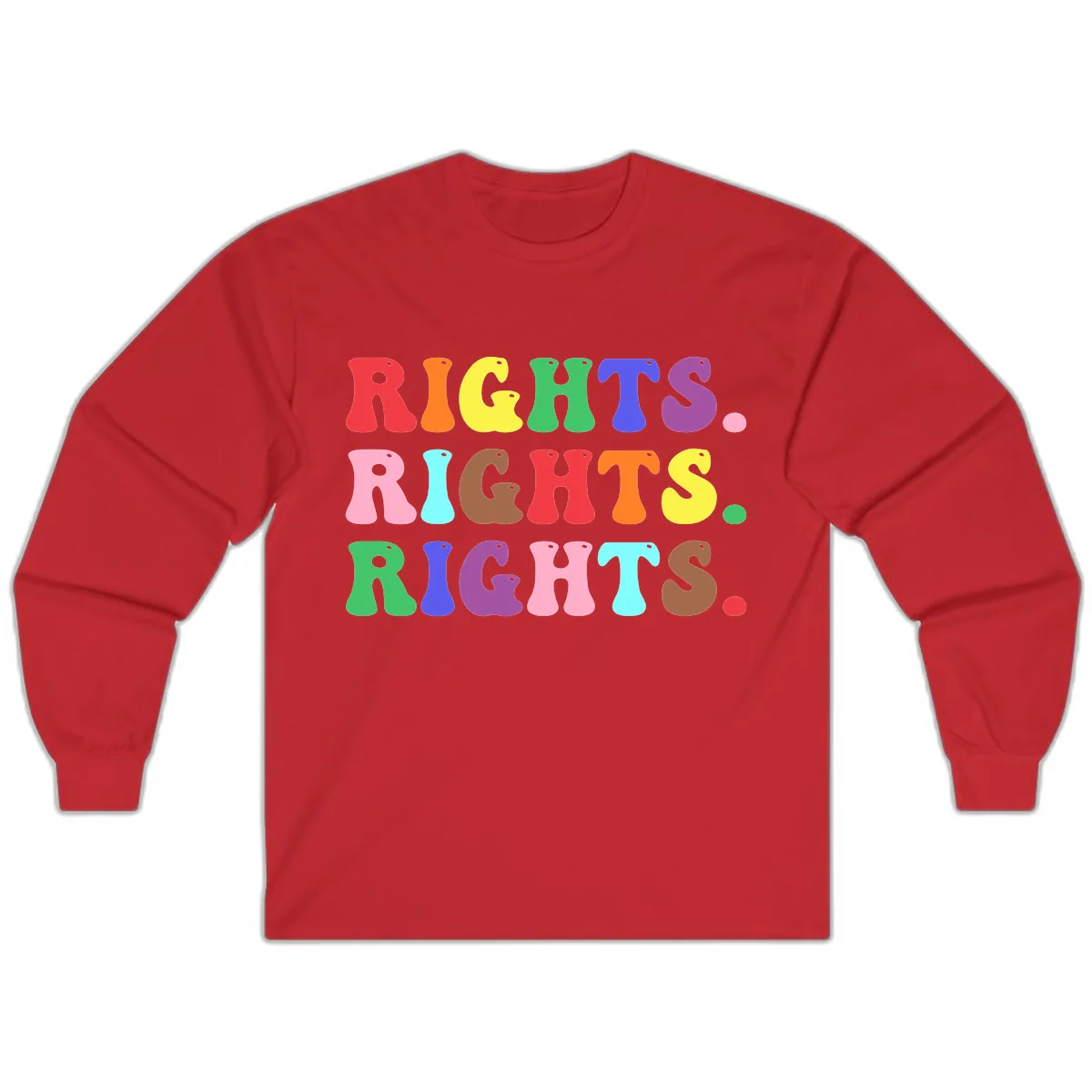 Rights Rainbow Pride Letters Long Sleeve in Red