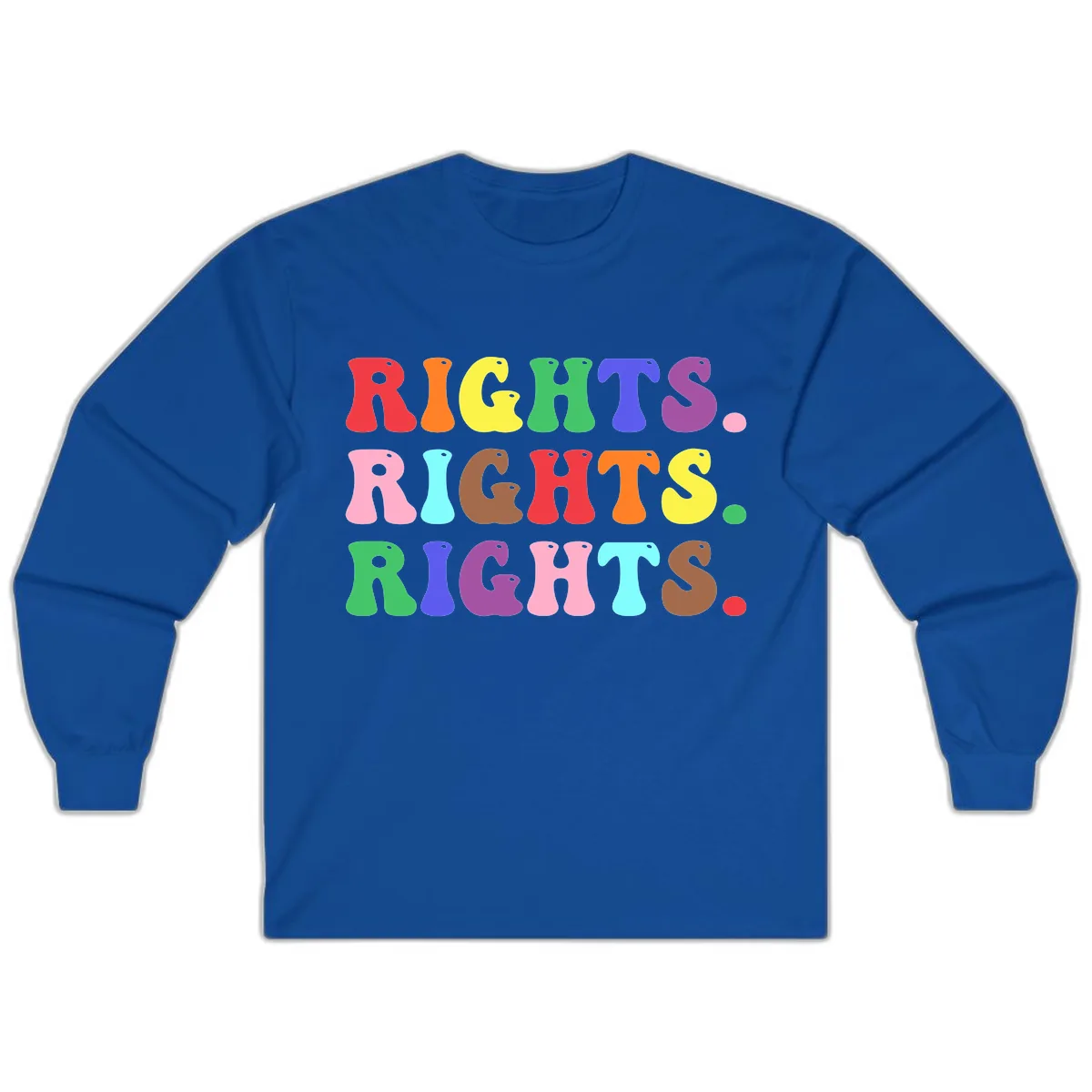 Rights Rainbow Pride Letters Long Sleeve in Royal